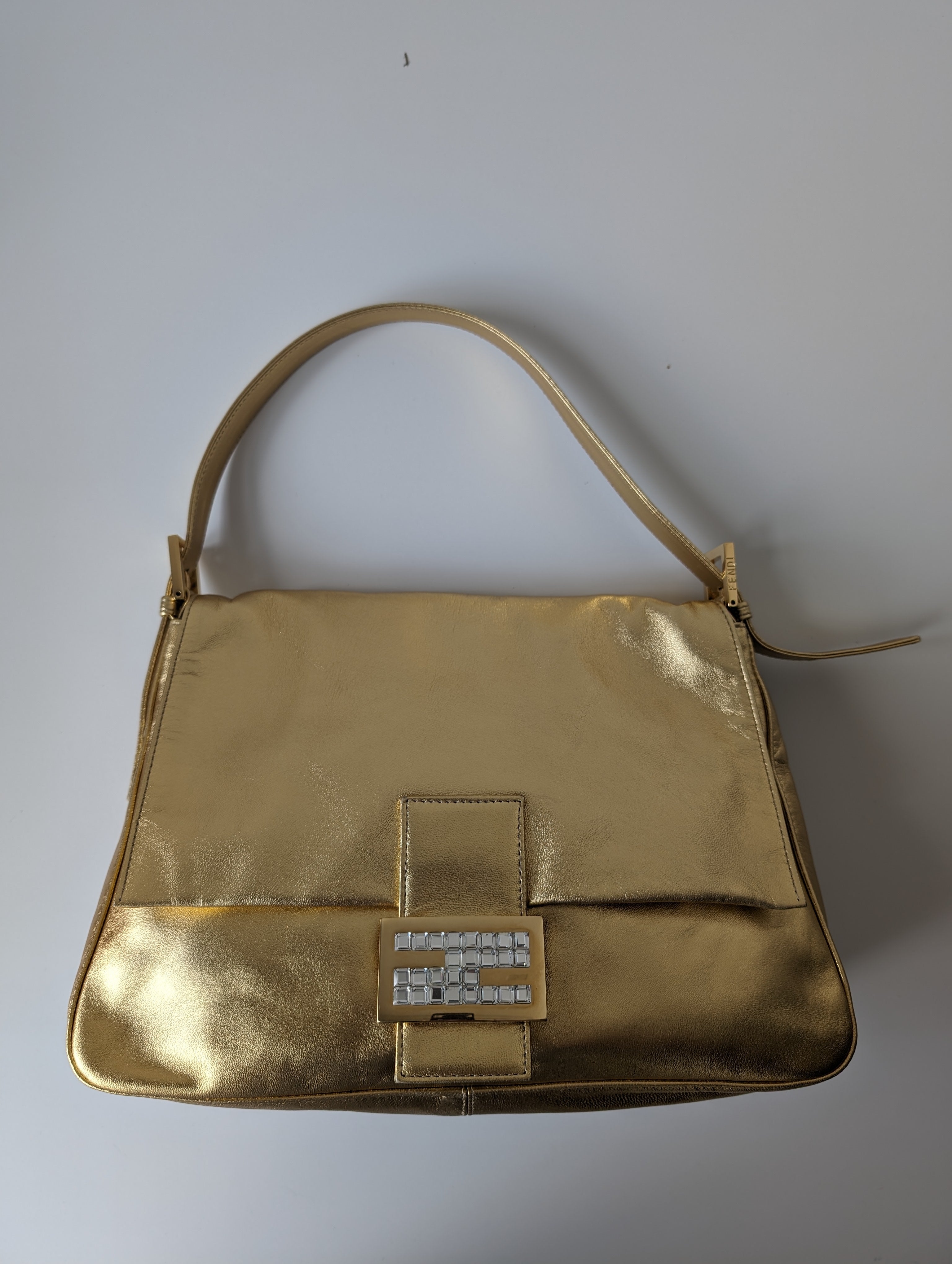 Fendi Gold Mamma Size Baguette Bag - Luxury Designer Handbag for Women | Perfect for Parties, Weddings & Evening Events