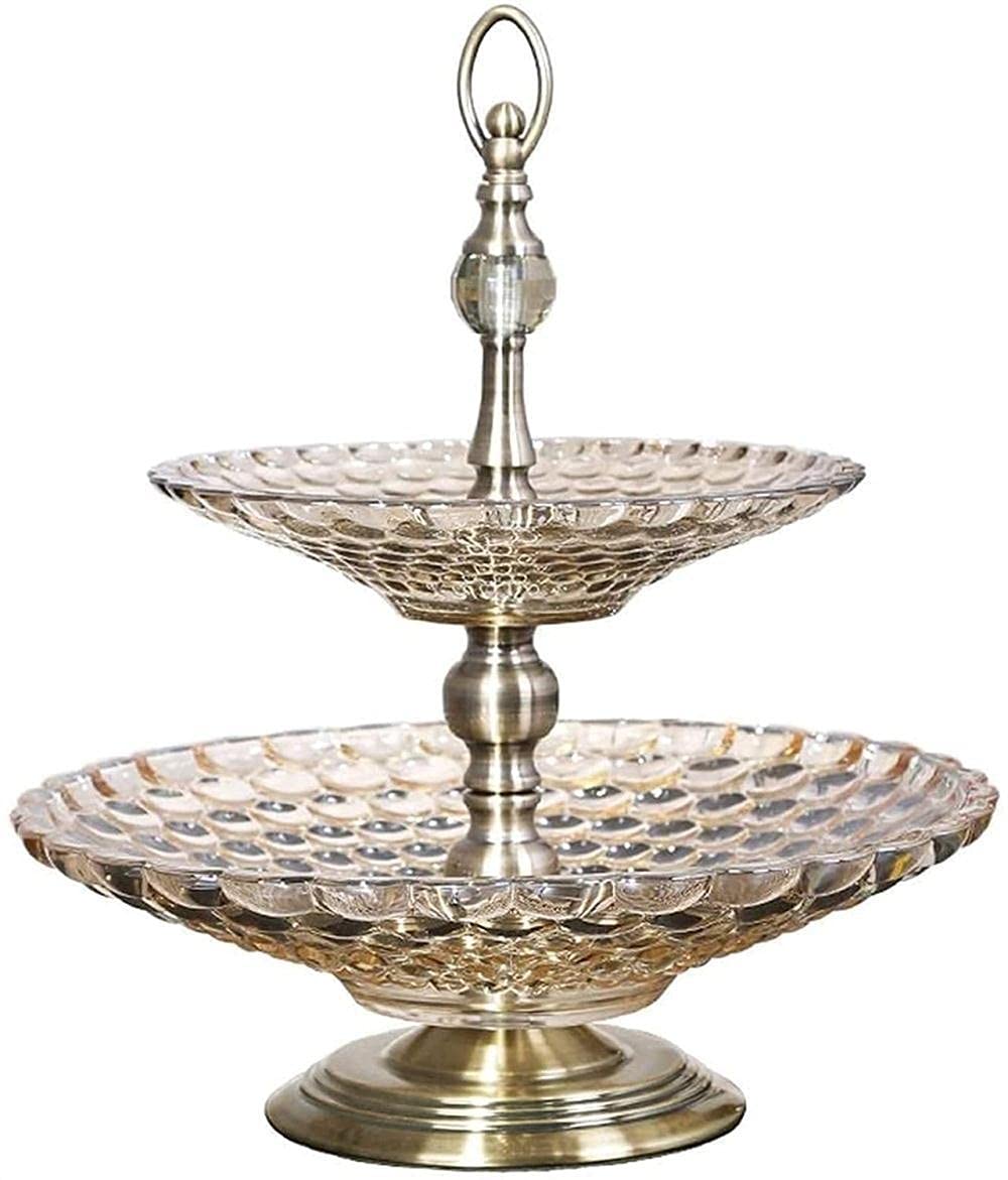 Double Layer Crystal Glass Fruit Bowl - Elegant Candy Dish & Storage Bin for Fruits, Snacks, and Desserts - Perfect for Kitchen Counter, Dining Table, and Party Serving