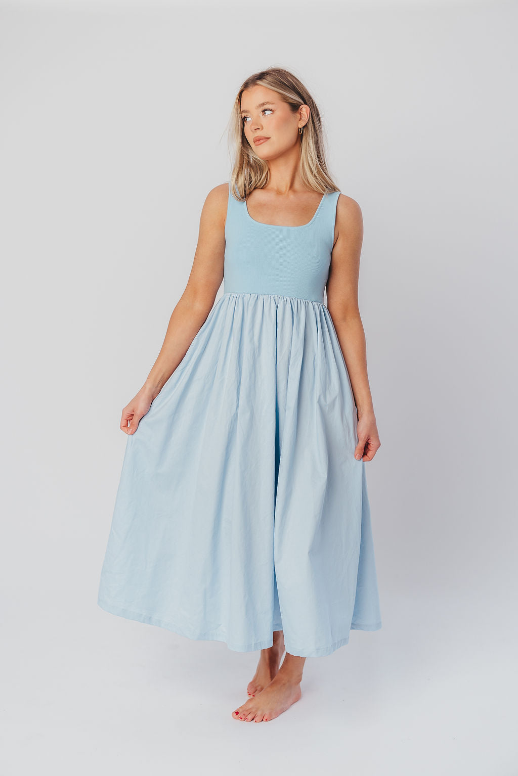 Addie Tank Midi Dress - Flowy Blue Summer Dress for Women | Perfect for Beach Vacations, Brunch Dates & Casual Outings