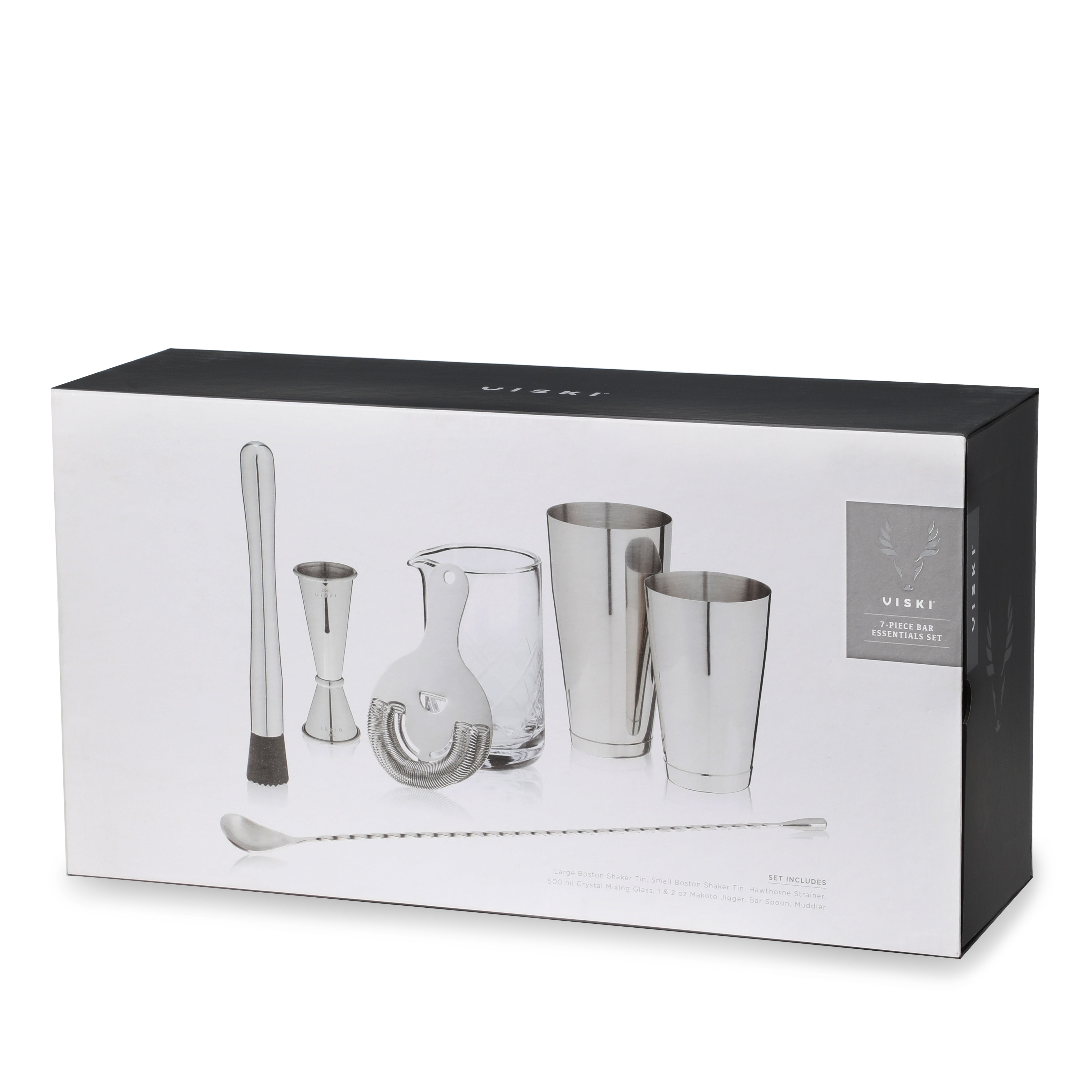 Premium 7-Piece Stainless Steel Barware Set - Cocktail Shaker, Strainer & Tools for Home Bartending & Party Mixing Drinks