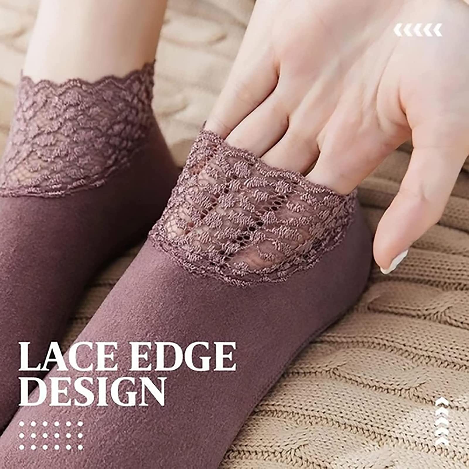 Women's Lace Ankle Socks - 8 Pairs Soft Knit Cotton Ruffled Socks, Warm Non-Slip Thick Lace Socks for Everyday Wear, Home, Office & Gifts