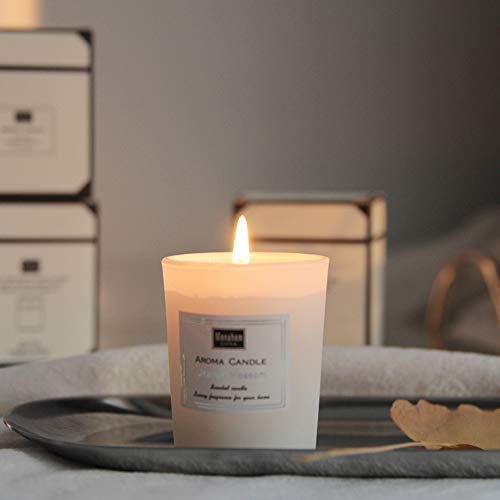 Natural Scented Soy Wax Candle with Pear & Freesia Fragrance - Handmade Aromatherapy Candle in Glass Jar, 12-Hour Burn Time - Perfect Gift for Stress Relief, Meditation & Mood Boosting - Ideal for Home Relaxation, Spa Days & Romantic Ambiance (Off White)