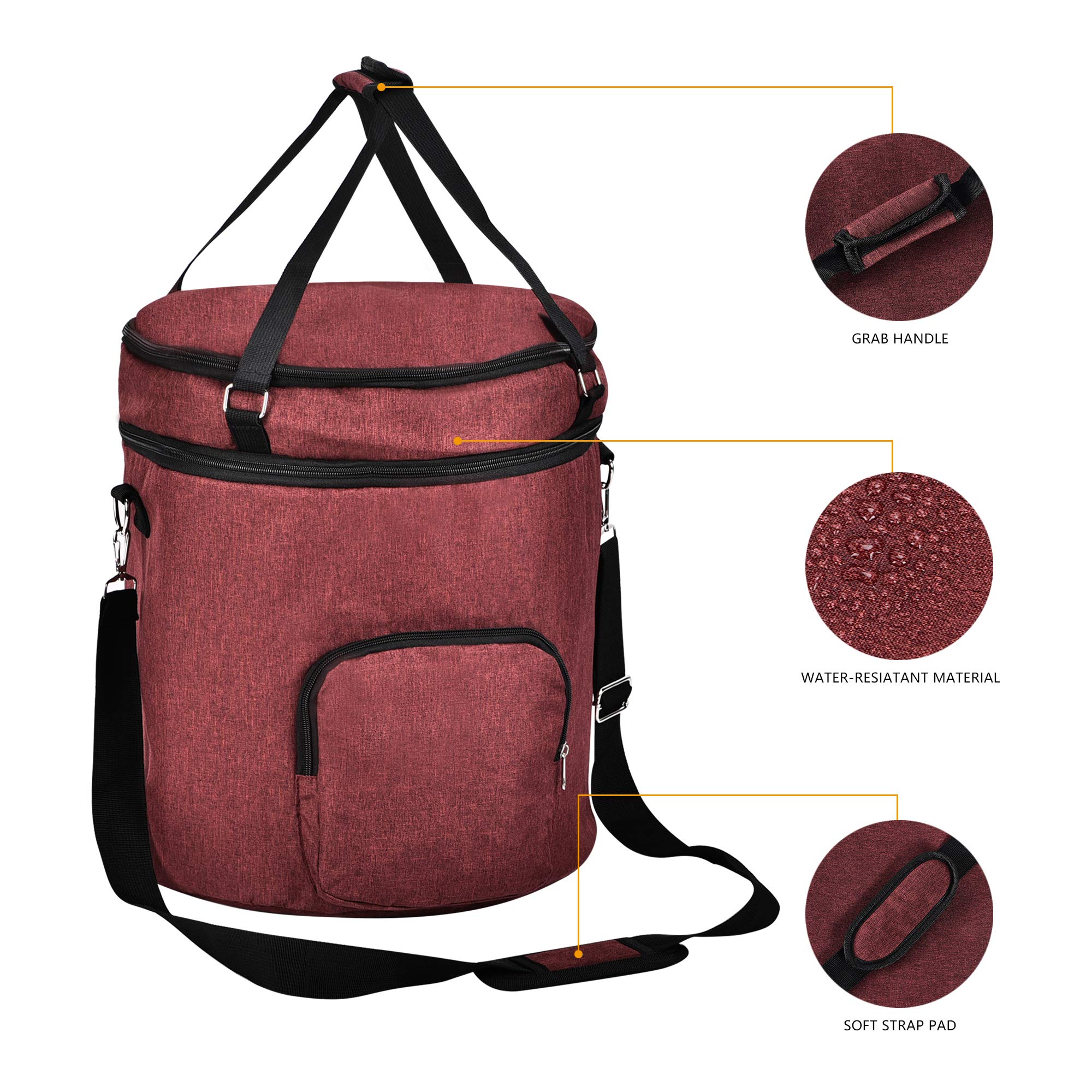Instant Pot Pressure Cooker Travel Tote Bag - 2 Compartment Storage Case for 8 QT Cooker Accessories & Kitchen Appliances (Wine Red, Bottom Enclosed) - Perfect for Travel, Picnics & Organized Kitchen Storage