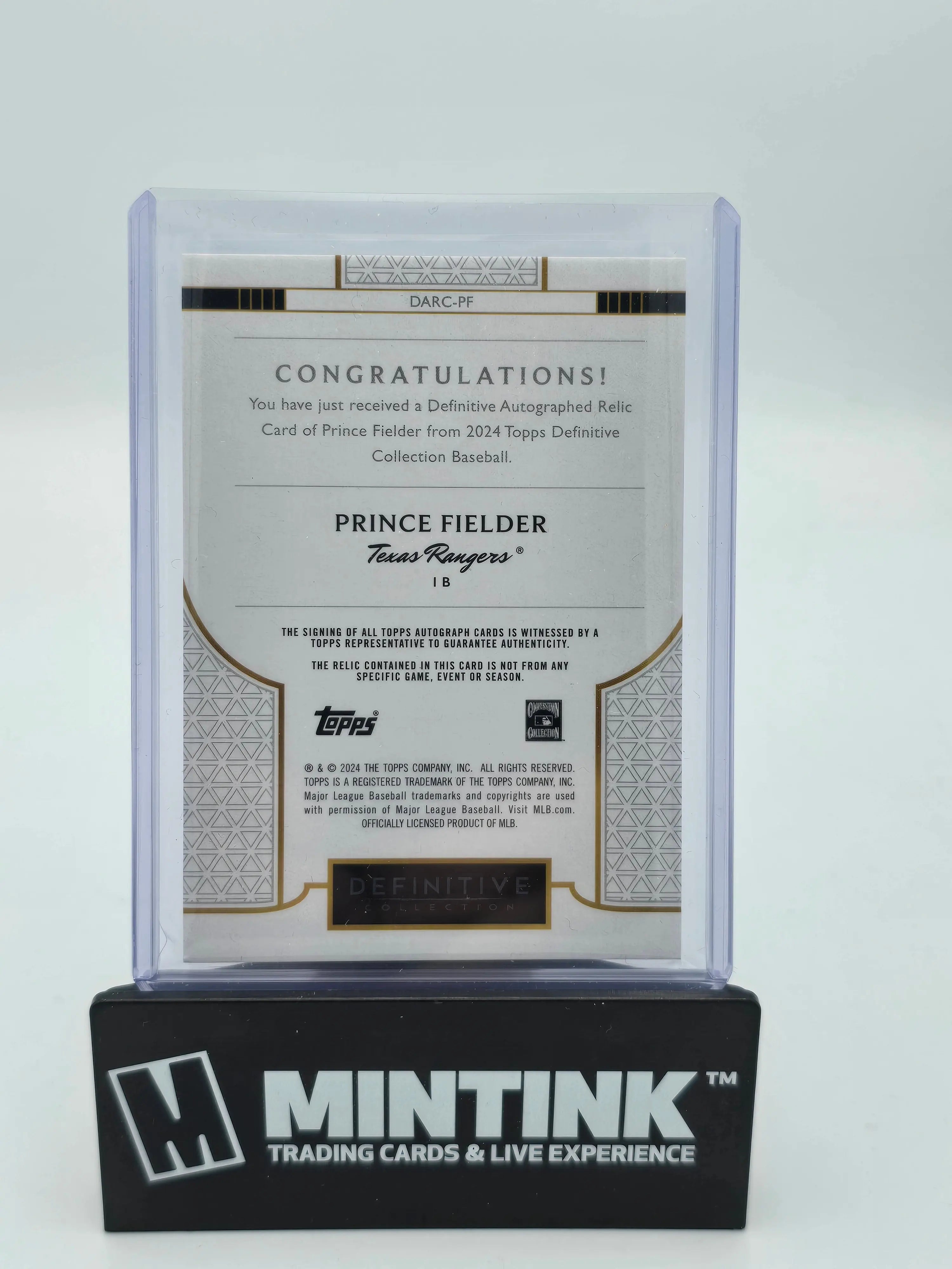 2024 Topps Definitive Baseball Prince Fielder Jumbo Relic Auto Card /5 - Rare Collectible Sports Memorabilia for Baseball Fans and Card Collectors - Perfect for Display, Investment, and Gifting