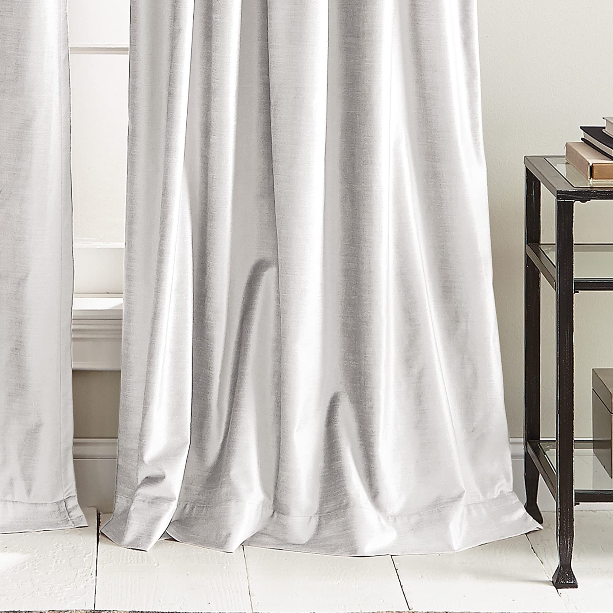 DKNY Modern Knotted Velvet Lined Curtain Panels (Pair) - 96 Inch Winter White Window Drapes for Living Room & Bedroom Blackout Treatment