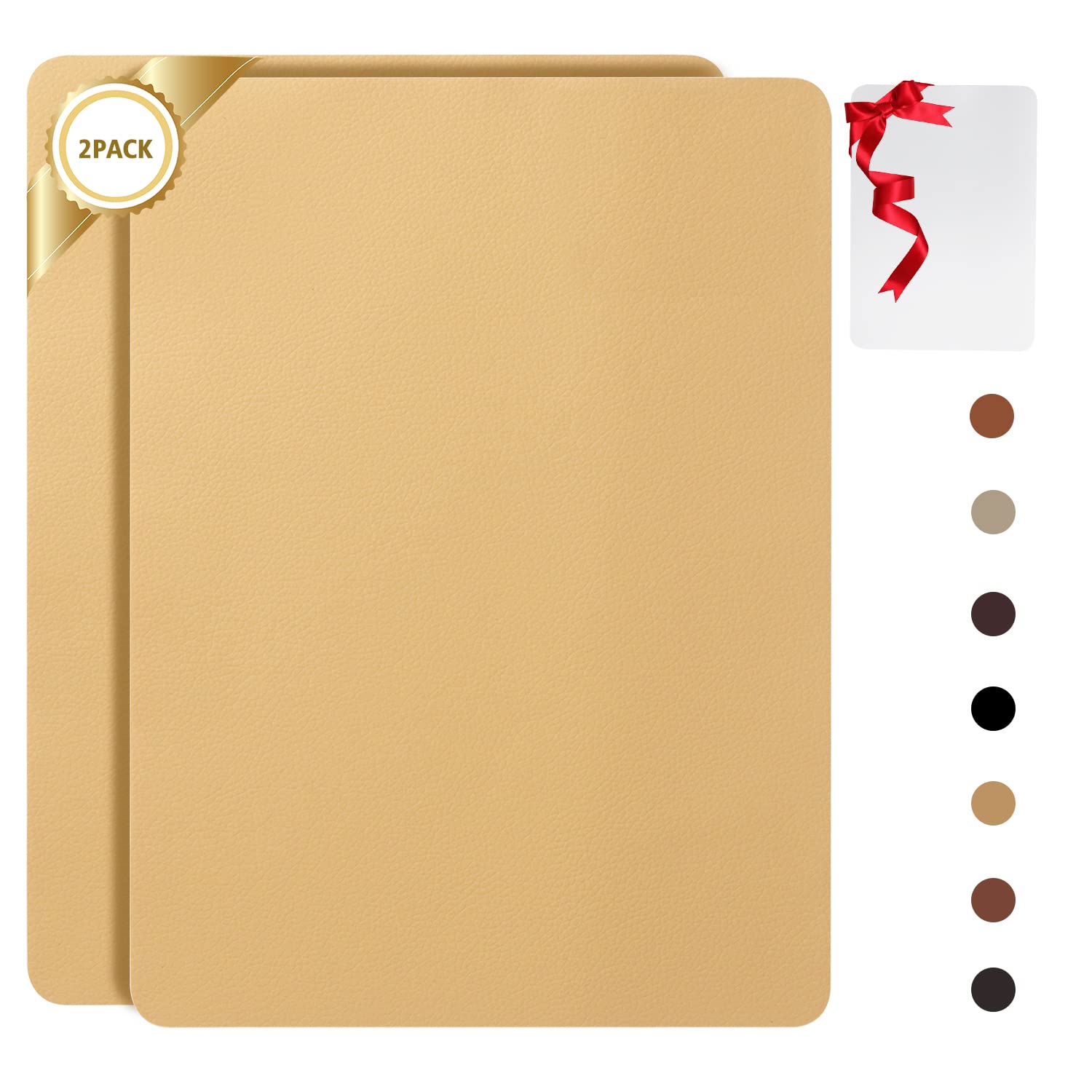 HOMEDOA 2 Pack 8x11 Inch Self-Adhesive Leather Repair Patches for Sofa, Couch & Car Seats - Camel Color Leather Patch Kit with Strong Adhesive - Perfect for Furniture Restoration & DIY Home Decor Projects