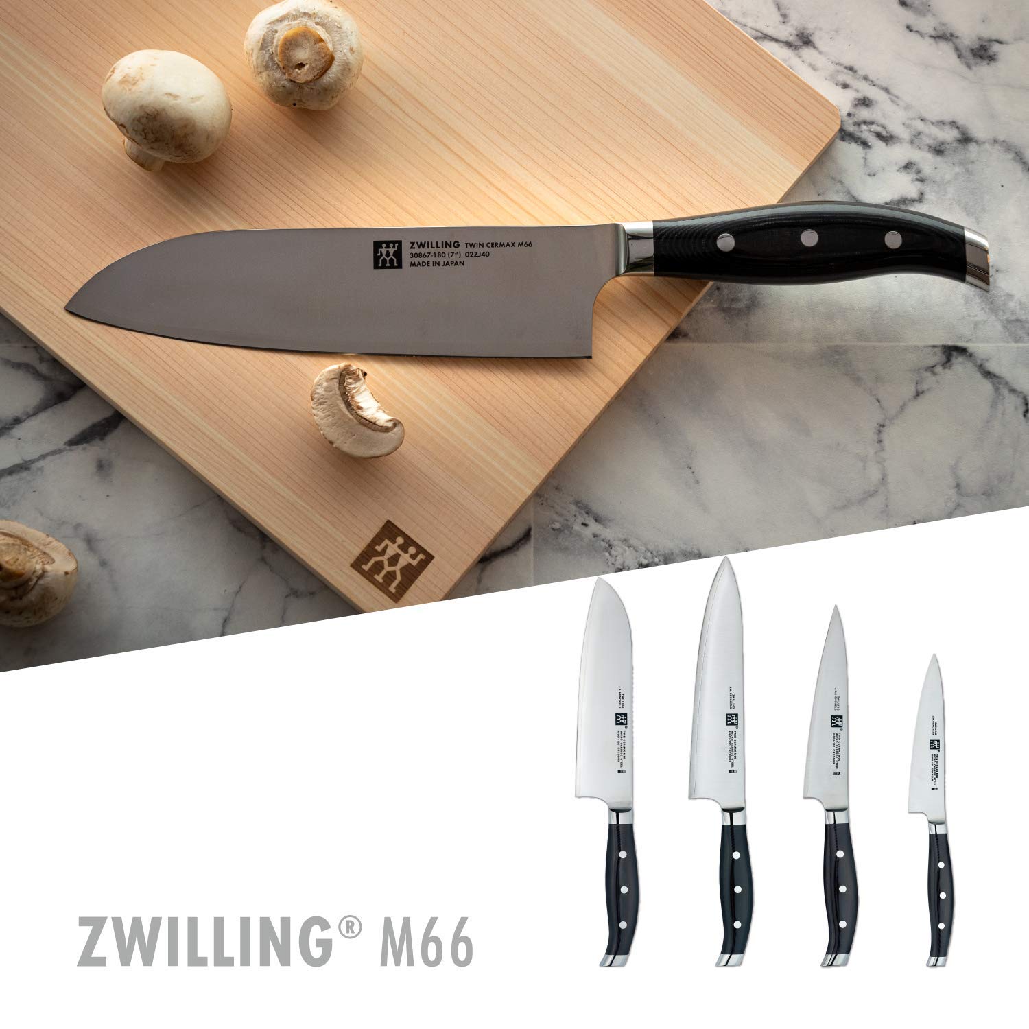ZWILLING Twin Cellmax M66 Chef's Knife 7.9 Inch (200mm) - Japanese Made High Carbon Stainless Steel 3-Layer Western Style Kitchen Knife - Perfect for Slicing, Dicing & Chopping Vegetables, Meat & Herbs