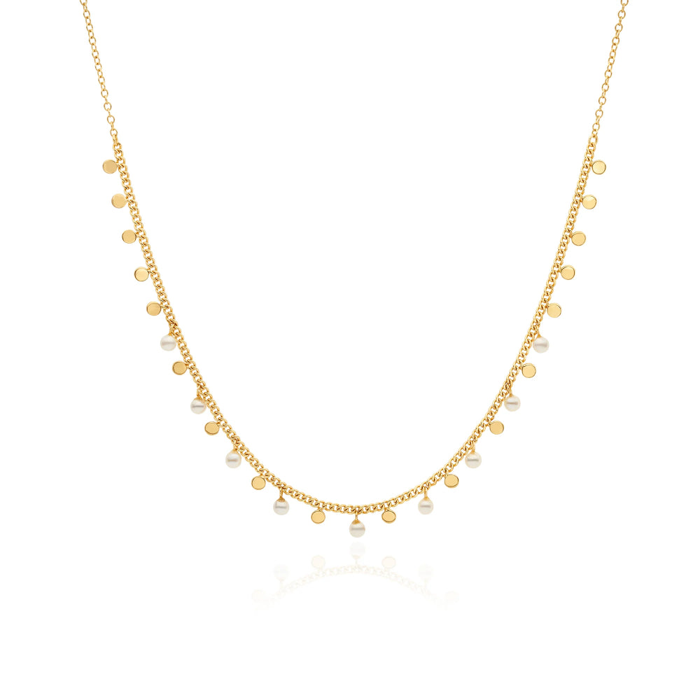 Anna Beck Circle Charm & Pearl Necklace - Elegant Layering Jewelry for Women, Perfect for Weddings, Parties & Everyday Wear