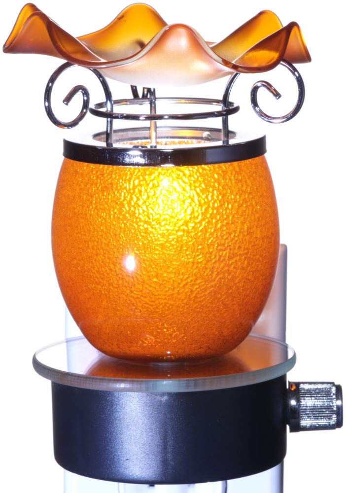 TVaromatics Orange Glass Plug-in Aroma Lamp Oil Warmer - Essential Oil Diffuser for Home, Office & Spa | Relaxing Scented Air Freshener with Soft Glow Night Light