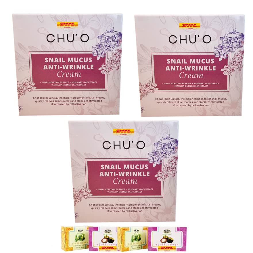 Premium Korean Snail Mucin Anti-Wrinkle Cream - Deeply Nourishing Face Moisturizer with Hyaluronic Acid, 30ml (3-Pack) | DHL Shipping | Free Beauty Gifts Included | Perfect for Night Routine & Dry Skin Care