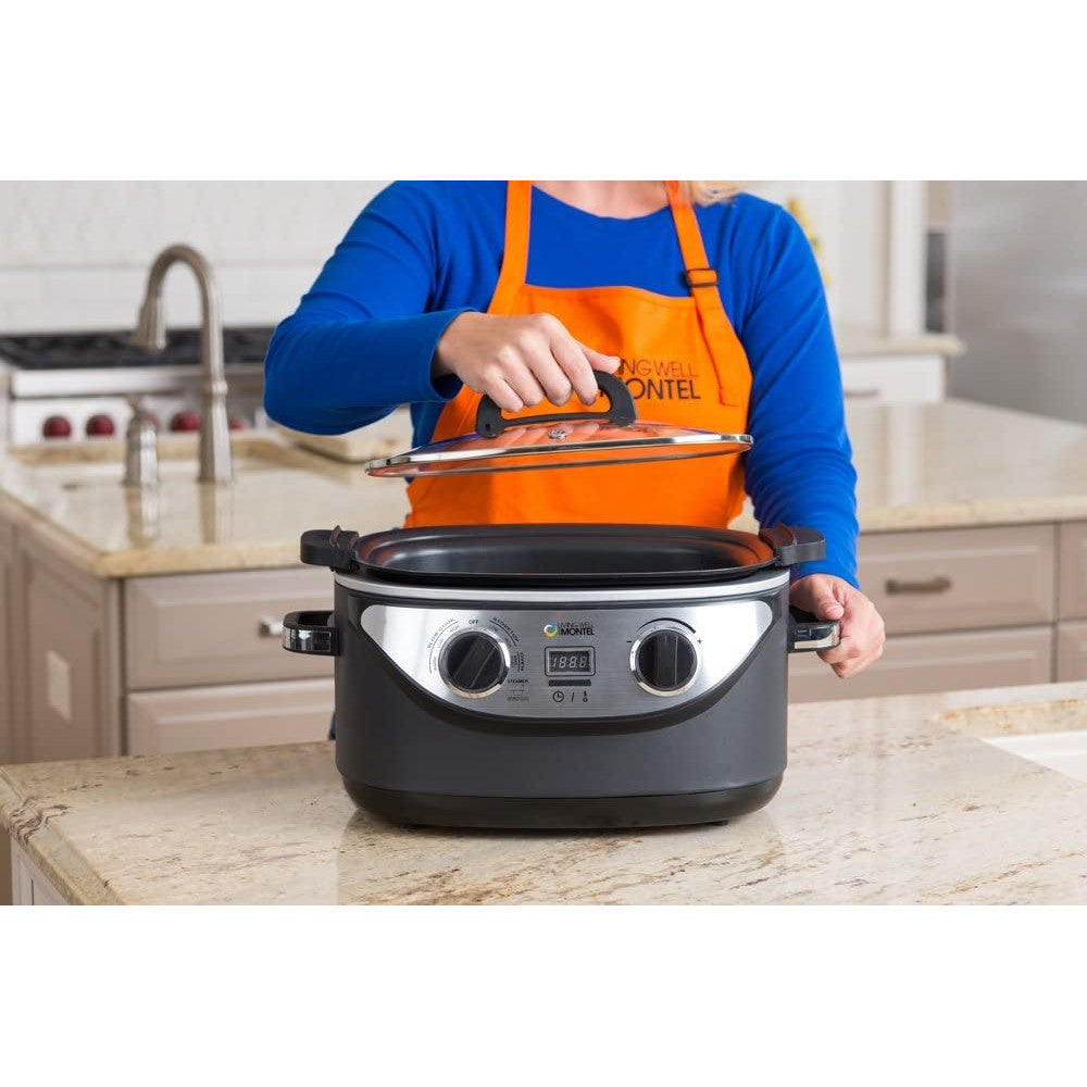 Montel Pro Plus 6-in-1 Multi Cooker | Electric Pressure Cooker, Slow Cooker, Rice Cooker, Steamer, Sauté Pan & Warmer | Perfect for Meal Prep, Family Dinners & Healthy Cooking (Model MWMC01)