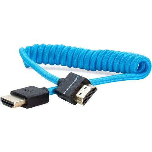 Kondor Blue Coiled High Speed HDMI 2.0 Braided Cable (12 to 24 Feet) - Durable 4K Video & Audio Cord for Gaming, Streaming & Home Theater Setup