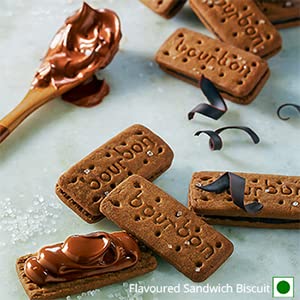Britannia Bourbon Original Chocolate Cream Biscuits 6.91oz (196g) - Pack of 2 - Crunchy Cookies with Smooth Chocolate Filling & Sugar Topping - Perfect for Breakfast, Tea Time, Office Snacks & Kids Lunchboxes