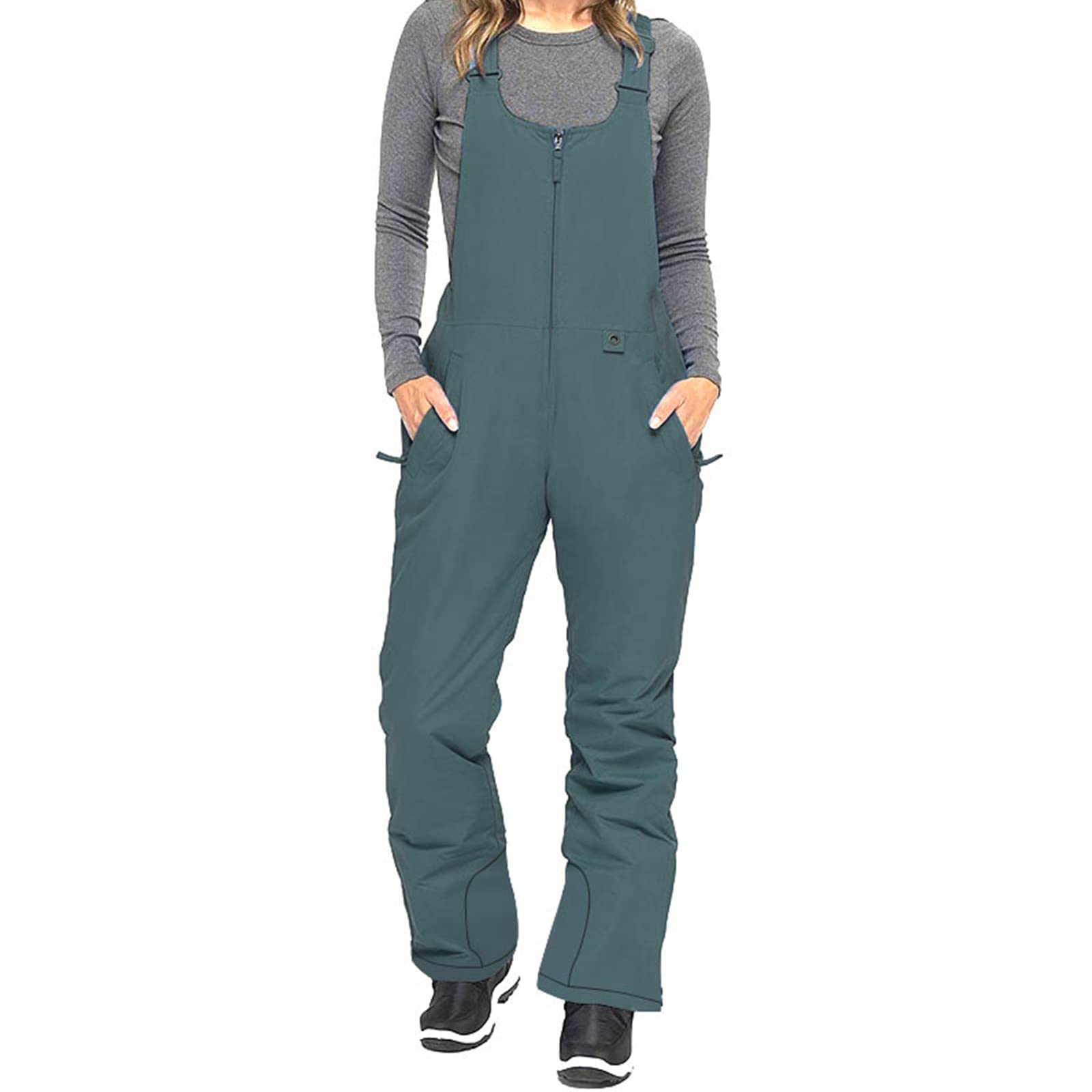 Women's Insulated Waterproof Ski Bib Overalls - Winter Snowboard Pants for Ladies - Warm One-Piece Snowsuit for Skiing, Snowboarding & Outdoor Activities