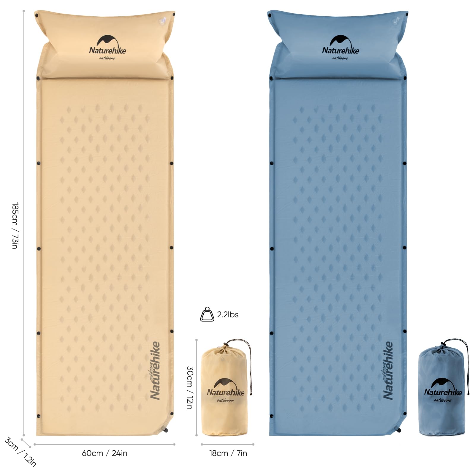 Naturehike Self-Inflating Camping Pad - Ultralight Memory Foam for Hiking & RV Travel