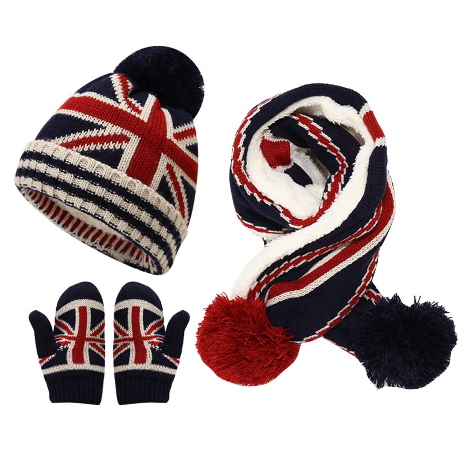 Kids Winter Scarf Hat Gloves Set - Windproof Knit Skiing & Cycling Accessories for Children & Women - Warm Baseball Cap for Outdoor Sports & Cold Weather