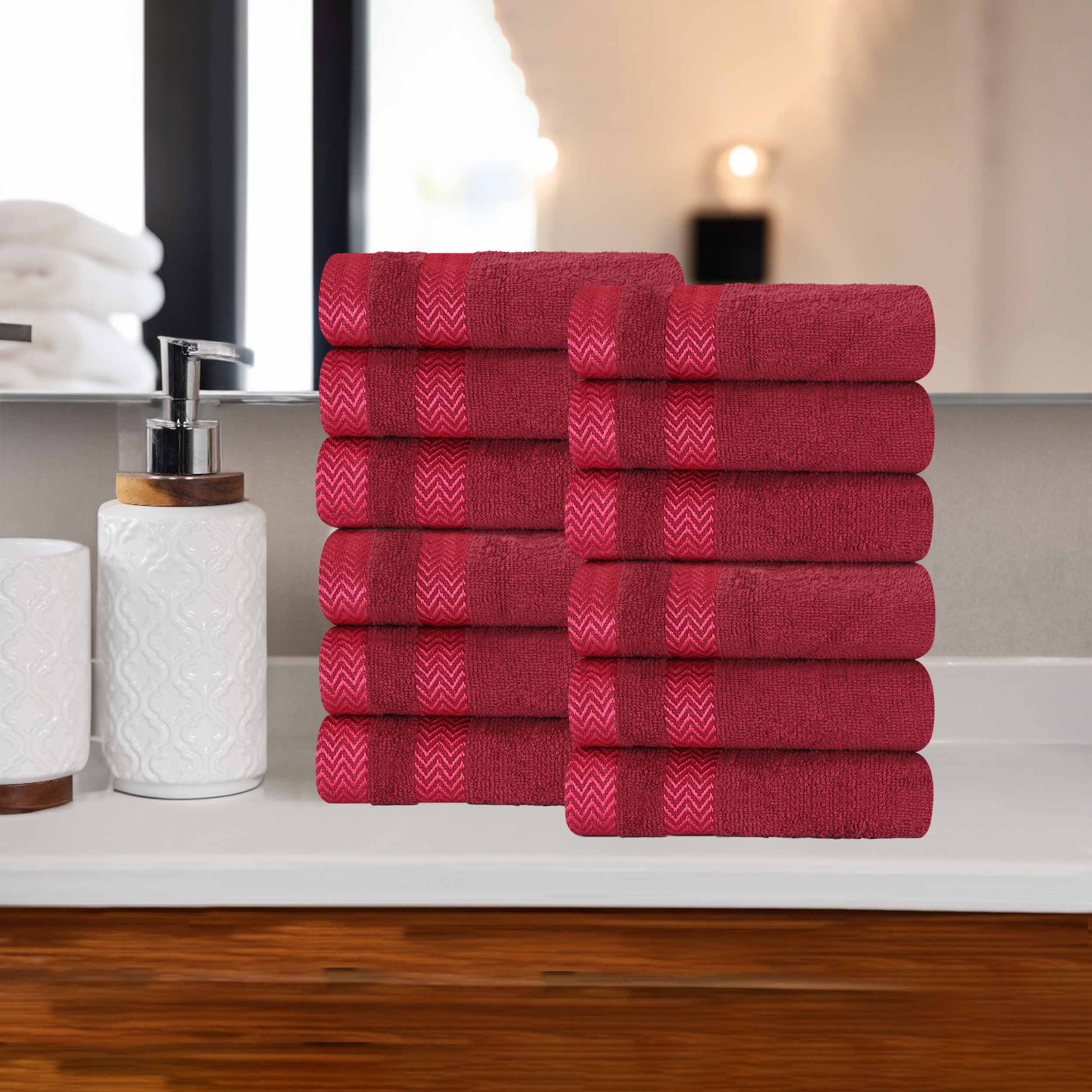 Premium 12-Pack Medium Weight Cotton Face Towels & Washcloths – Soft, Absorbent for Skincare, Makeup Removal, and Bathing