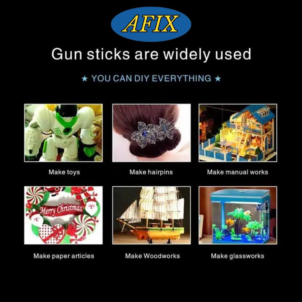 AFIX 9-Inch Multipurpose Hot Melt Glue Sticks (11mm, 20-Pack) – No Stringing Adhesive for Arts, Crafts, Garment, Electronics Repair & Home DIY Projects – Perfect for Woodworking, Scrapbooking, Fabric Bonding & Quick Household Repairs