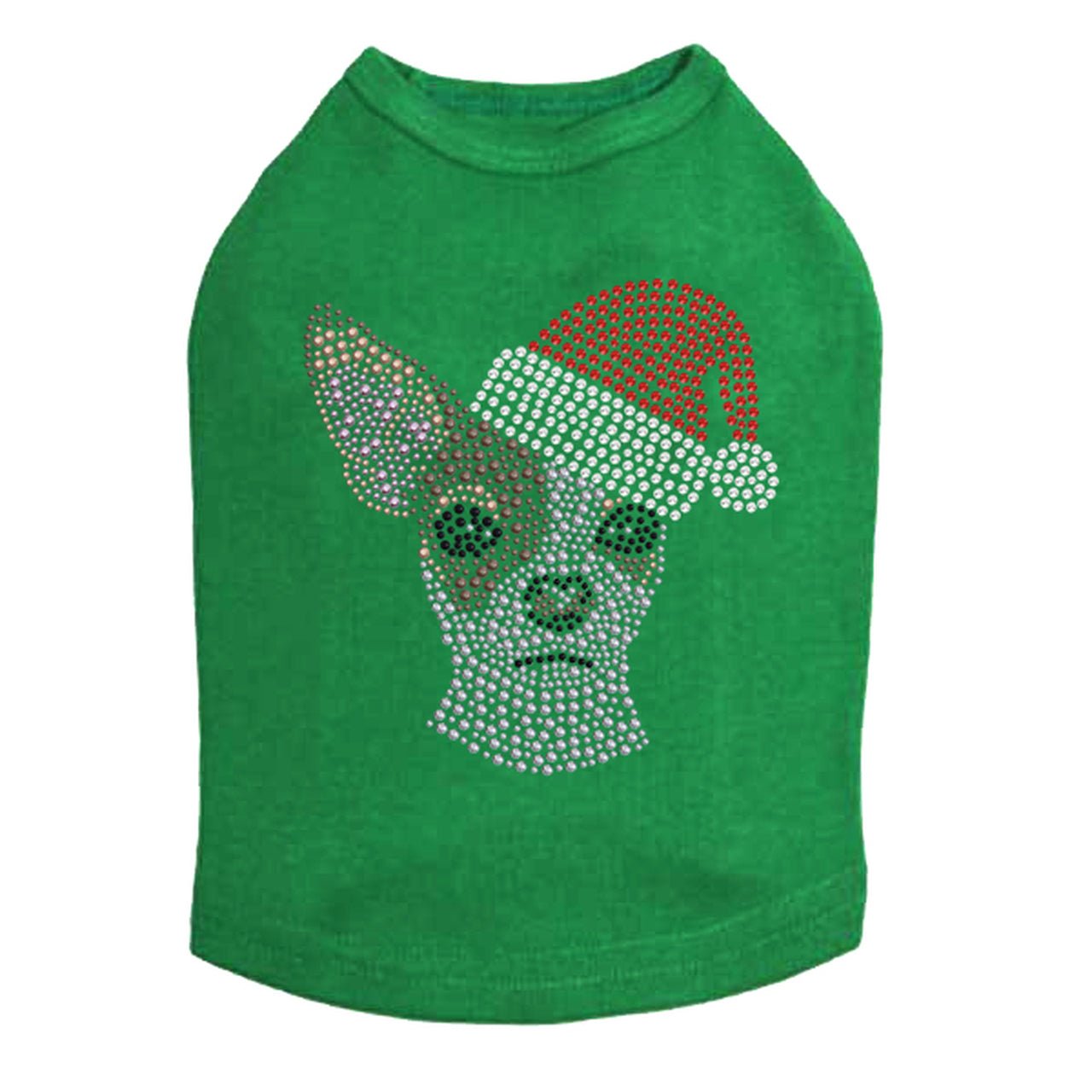 Chihuahua Face with Santa Hat Dog Tank Top - Cute Christmas Pet Apparel for Small Dogs - Perfect for Holiday Photos & Festive Outfits
