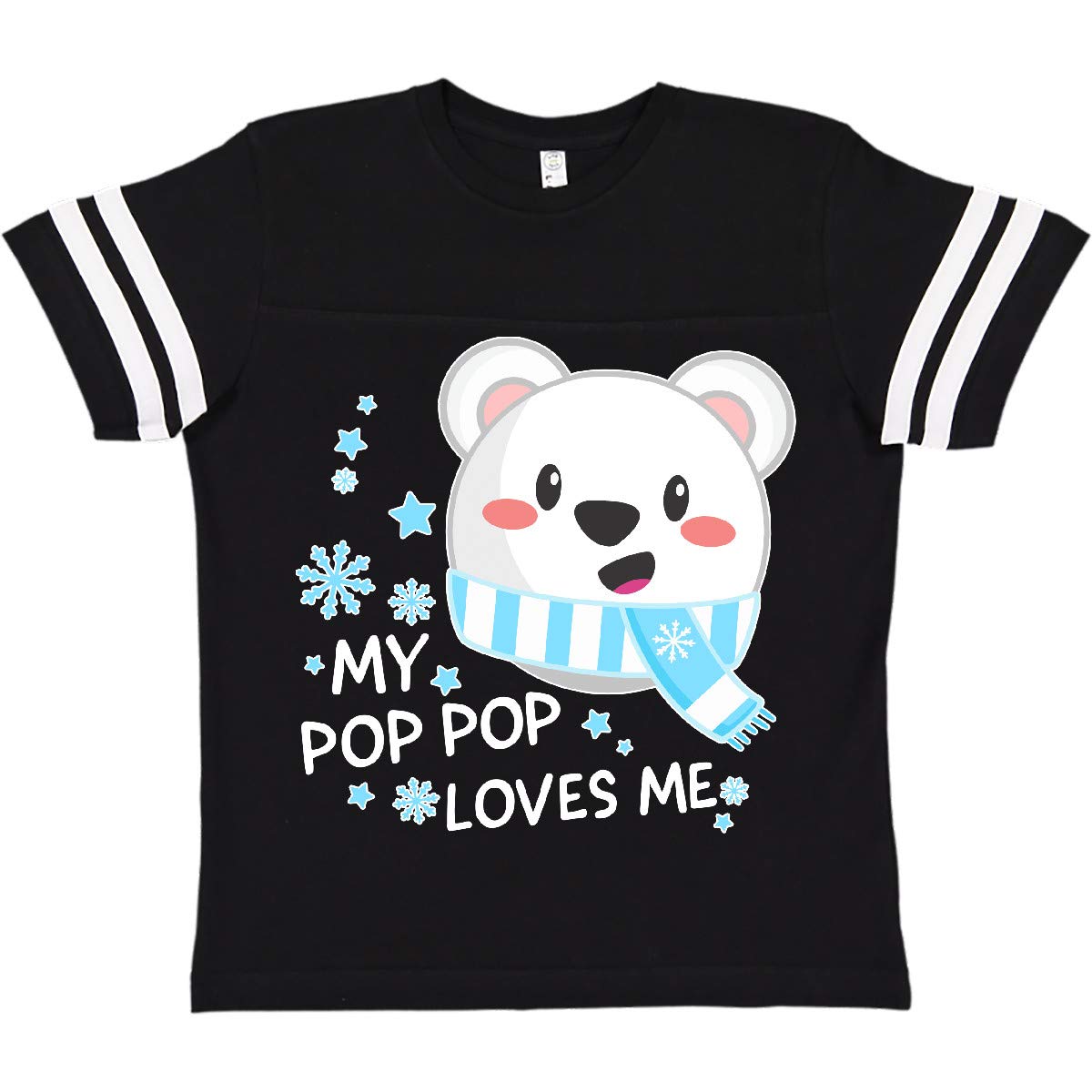 Inktastic 'My Pop Pop Loves Me' Polar Bear Graphic Youth T-Shirt - Cute Kids Casual Wear for Family Outings & Grandparents Day
