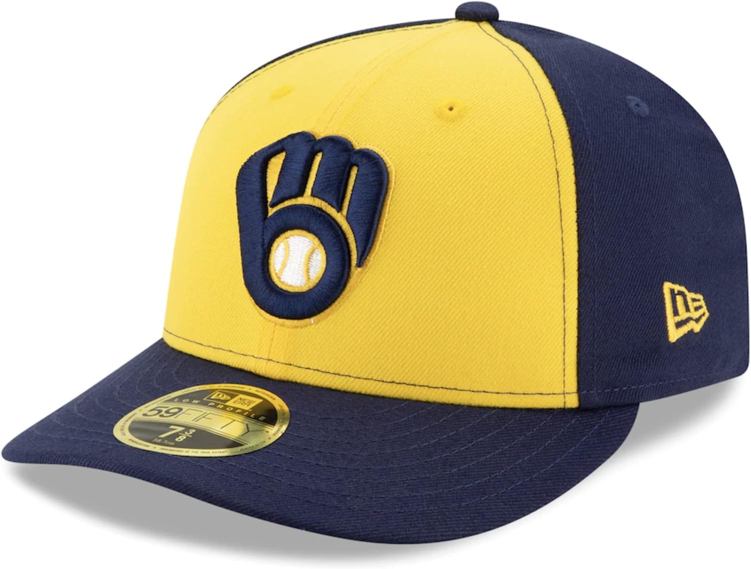 Milwaukee Brewers Alternate Yellow On-Field Low Profile Fitted Hat - Official MLB Baseball Cap for Fans & Players - Perfect for Games, Collecting & Everyday Wear