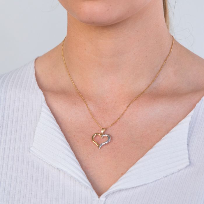 9ct Yellow Gold & White Gold Elegant Pendant Necklace for Women - Perfect for Gifts, Anniversaries & Special Occasions