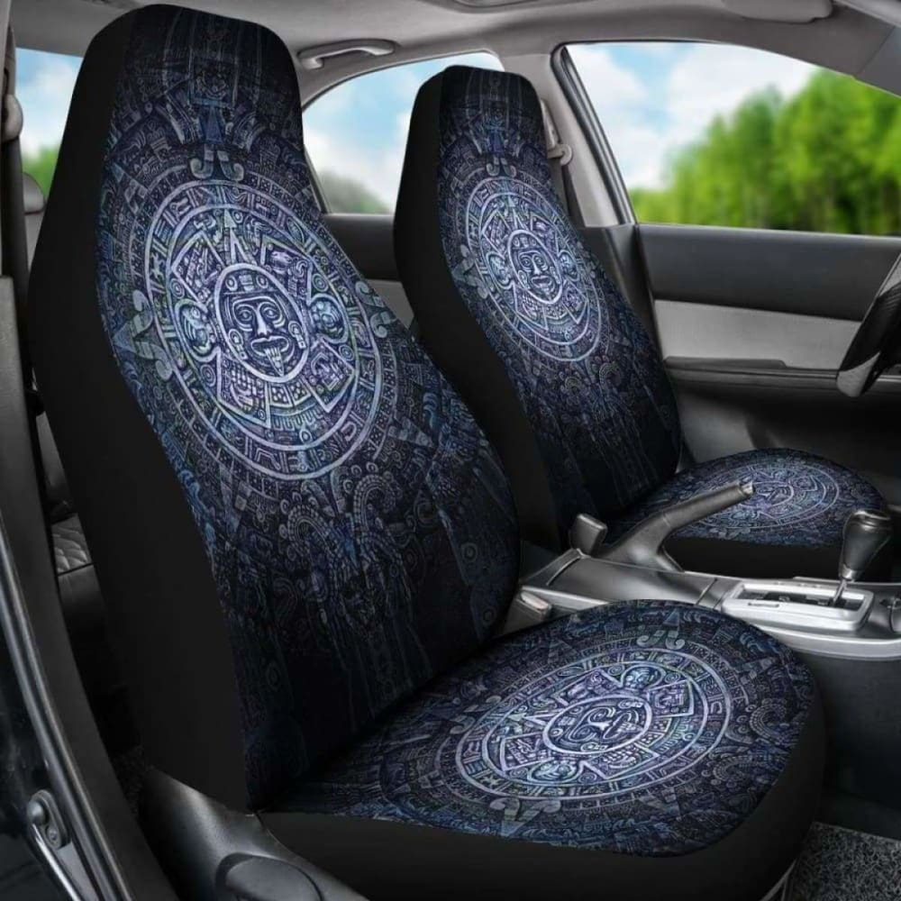 Premium Aztec Symbol Blue Car Seat Covers (Set of 2) - Universal Fit for Most Vehicles - Waterproof & Breathable Fabric - Perfect for SUVs, Trucks & Sedans - Stylish Protection for Daily Commute & Road Trips