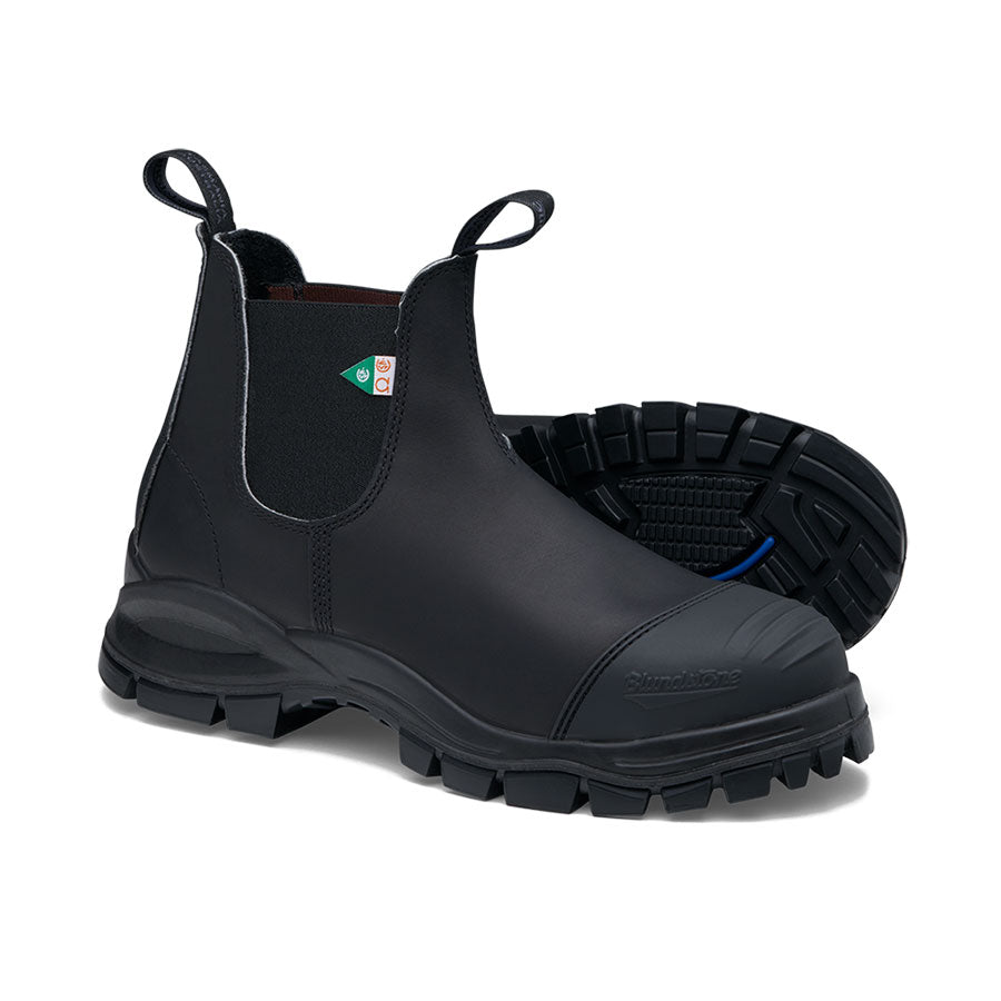 Blundstone 968 Work & Safety XFR Black Steel Toe Boots for Men - Durable Slip Resistant Work Boots for Construction, Warehouse & Outdoor Activities