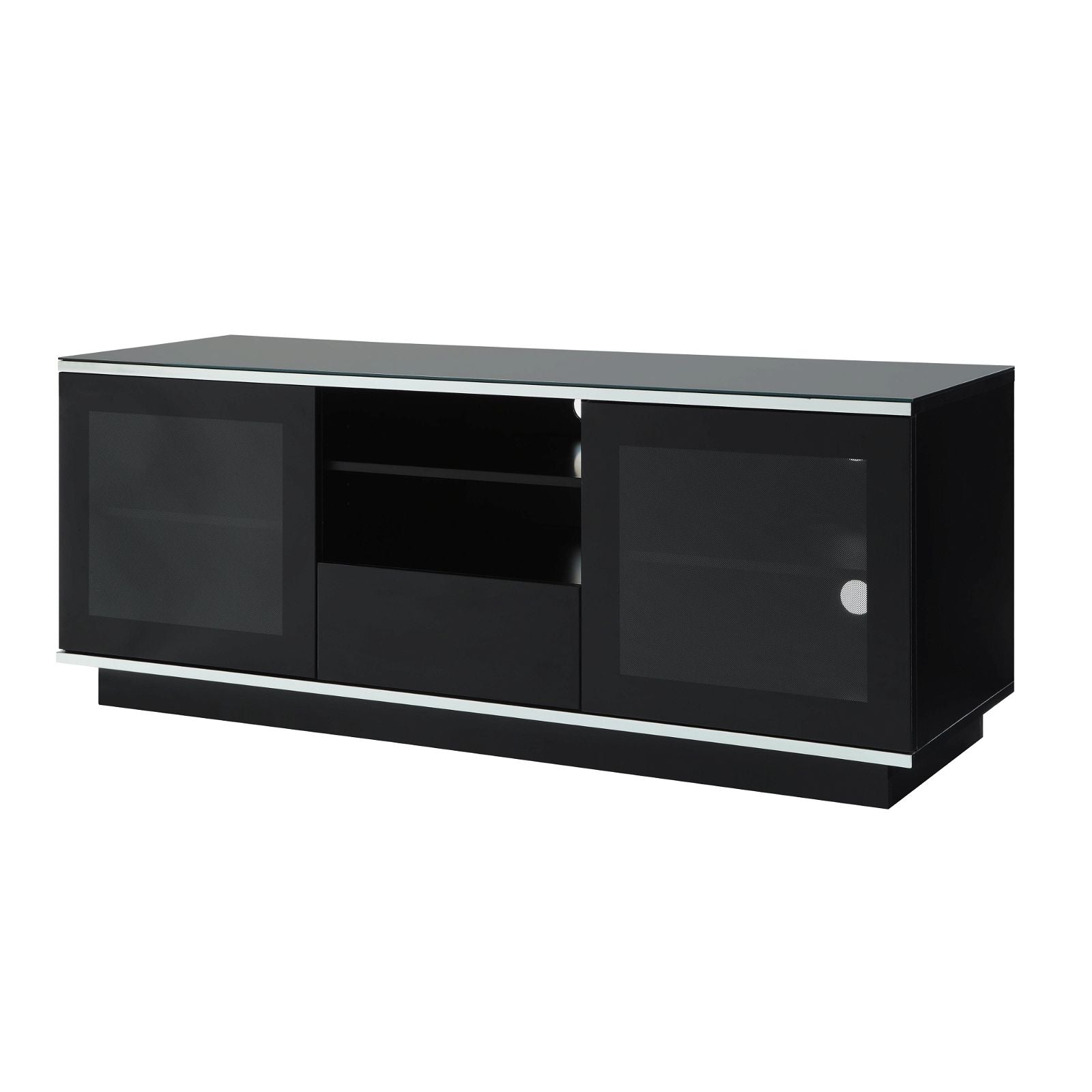 TITAN 1500 Black TV Stand Entertainment Center with Storage Shelves - Perfect for Living Room Home Theater Setup