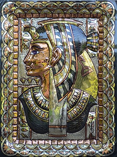 Egyptian Copper Plates 18x13 Inches - Handcrafted Cleopatra Style Decorative Tray for Home Decor, Wall Art & Gift Giving - Perfect for Dining, Serving, and Vintage Themed Parties