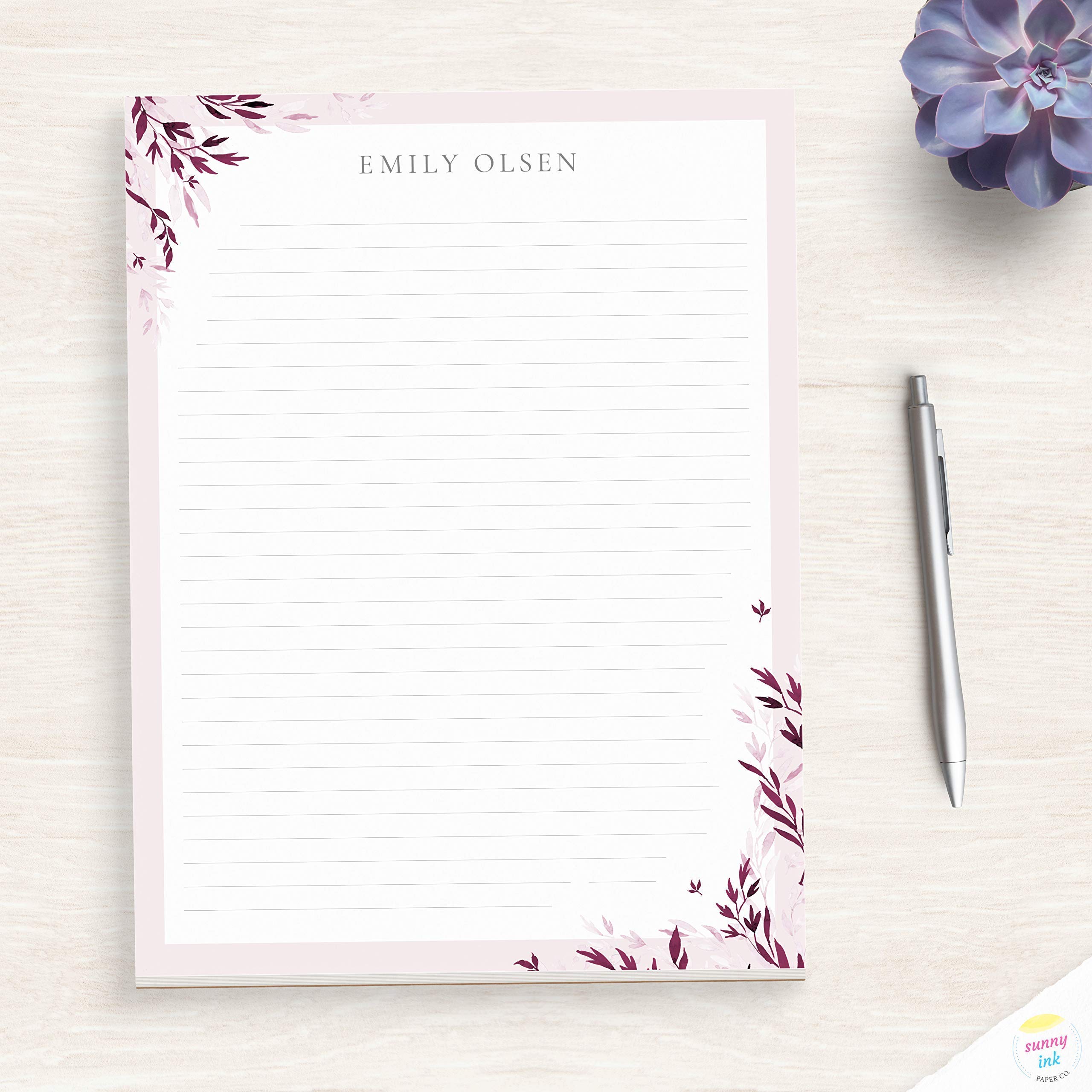 Custom Floral Leaf Notepad for Women - Elegant Writing Pad & Desk Organizer - Perfect Gift for Office, School & Journaling - Personalized Stationery for Her Workspace