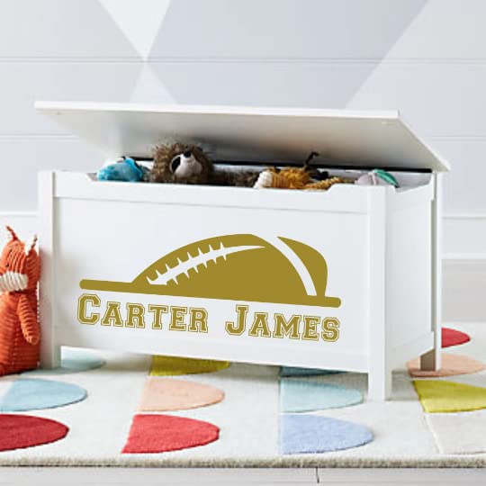 Personalized Toy Box Name Decal - Custom Vinyl Sticker for Nursery & Kids Room Decor - Football Themed Wall Decal (Toy Box Not Included) - Perfect for Birthday Gifts, Playroom Organization & Themed Bedroom Decor