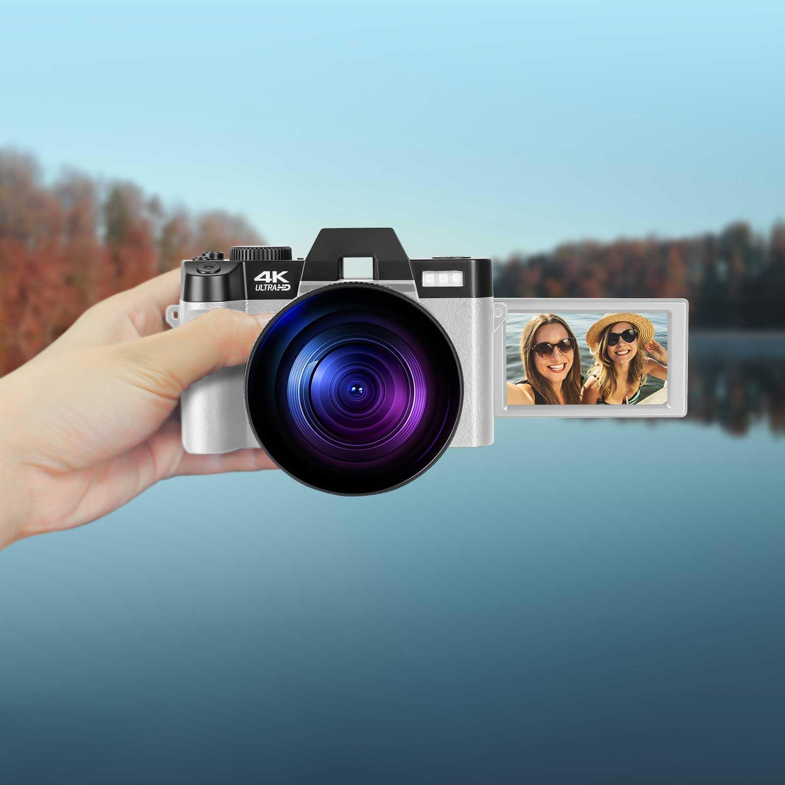 4K 48MP Digital Camera for Photography & Vlogging - WiFi Compact Camera with 180° Flip Screen, Flash, 16X Zoom, Wide-Angle & Macro Lens - Perfect for YouTube, Travel & Everyday Shooting