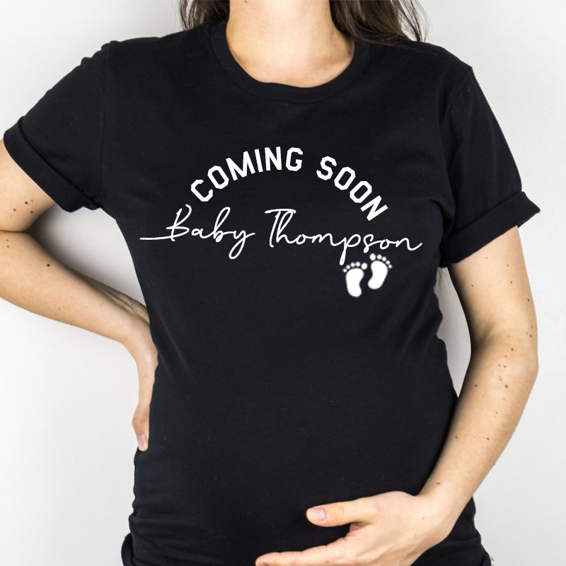Personalized Baby Announcement T-Shirt - Custom Newborn Announcement Shirt for Pregnancy Reveal & Gender Reveal Parties - Perfect for Baby Showers, Maternity Photos & First Time Parents