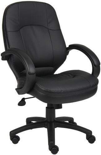 Premium Boss LeatherPlus Executive Office Chair [B726 BB] - Ergonomic High Back Conference Chair for Home & Business Use
