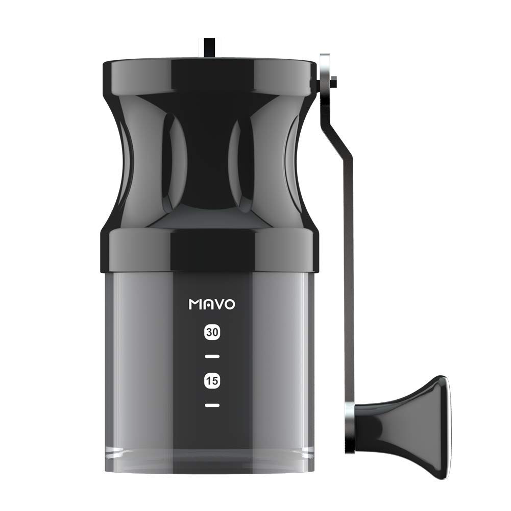 Premium MAVO Manual Coffee Grinder with Conical Ceramic Burrs - Adjustable 2-12 Settings for French Press, Pour Over & Espresso - Portable Hand Crank Coffee Bean Mill for Home, Camping & Travel