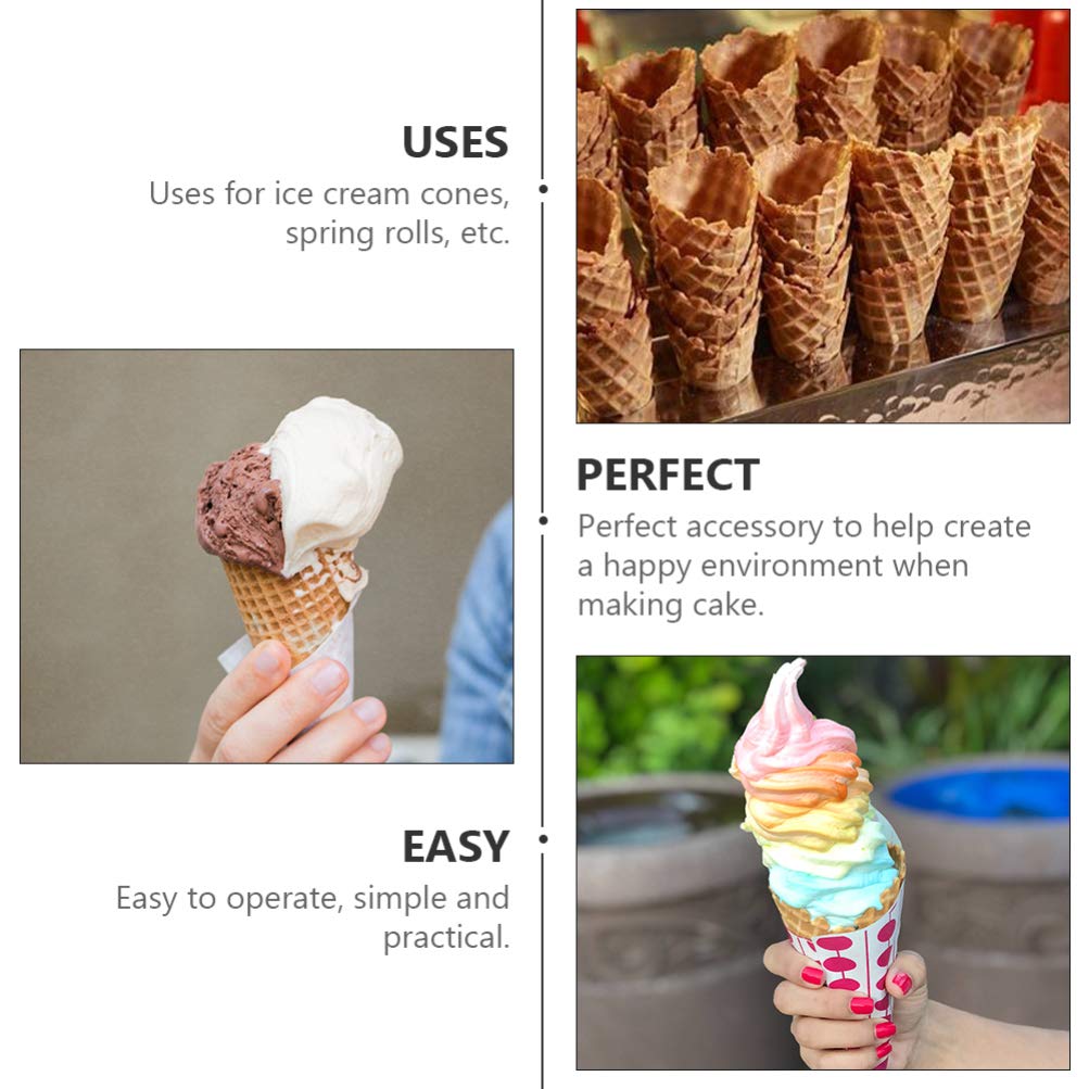 Hemoton Ice Cream Waffle Cone Maker - Wooden Krumkake Cone Roller for Homemade Pastry, Waffle Cakes & Desserts - Perfect Kitchen Baking Tool for Parties, Ice Cream Shops & Home Cooking