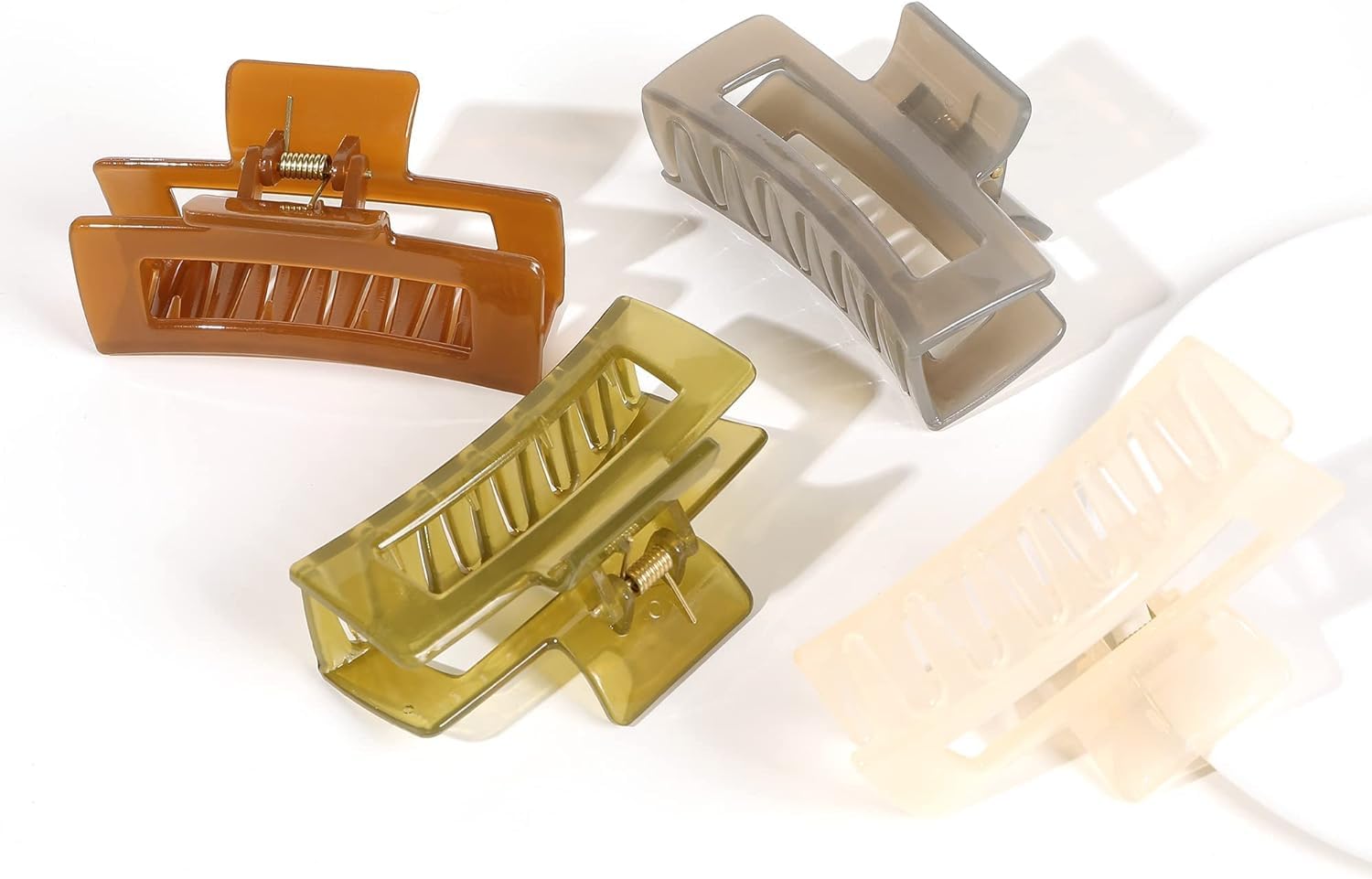 Bakefy 4-Piece Hair Claw Clips for Women - Strong Hold French Design Barrettes for Thick & Long Hair - Perfect for Curly Hair, Ponytails & Updos - Hair Accessories for Everyday & Special Occasions