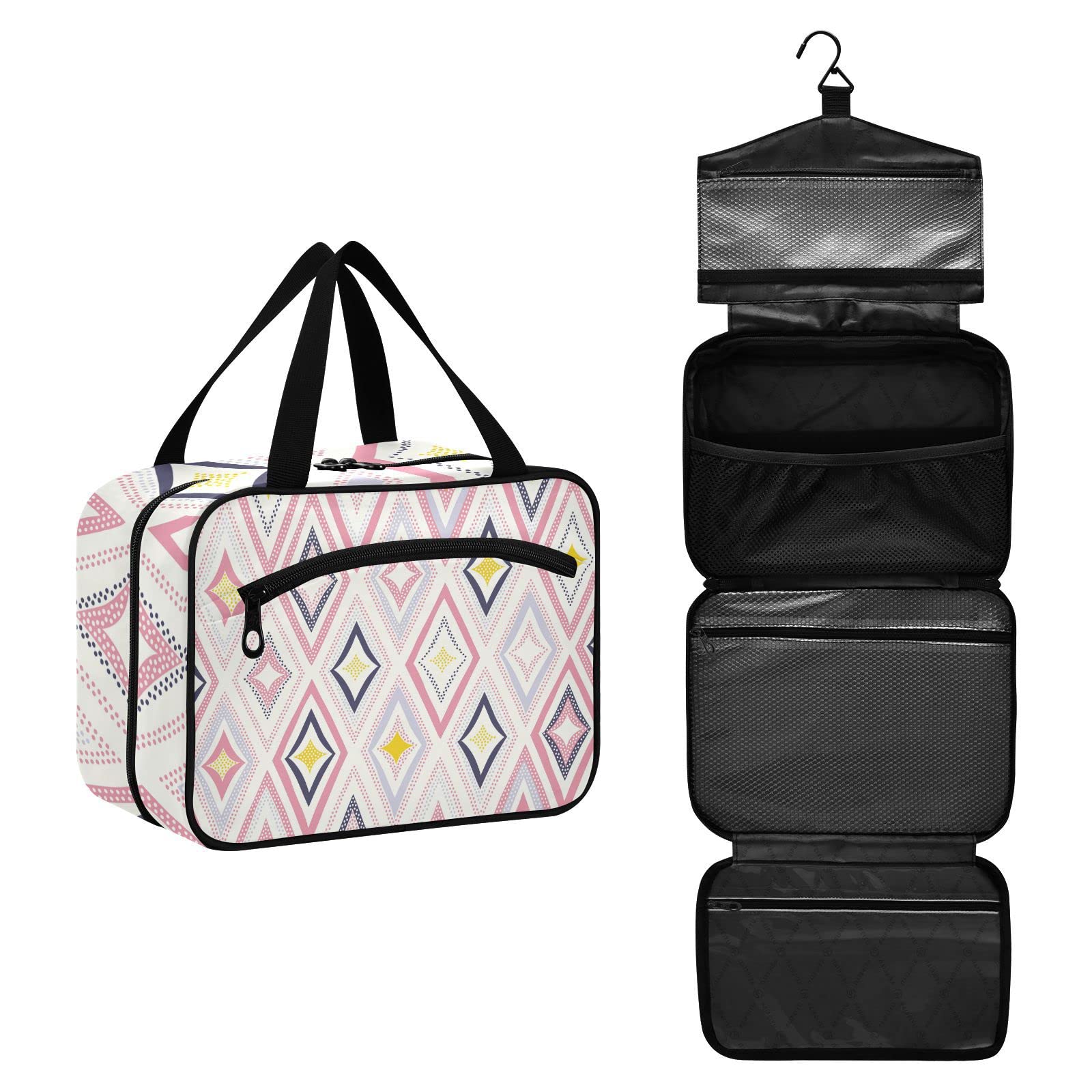 Polka Dot Travel Toiletry Bag - Large Hanging Cosmetic Organizer for Women, Perfect for Vacation & Gym