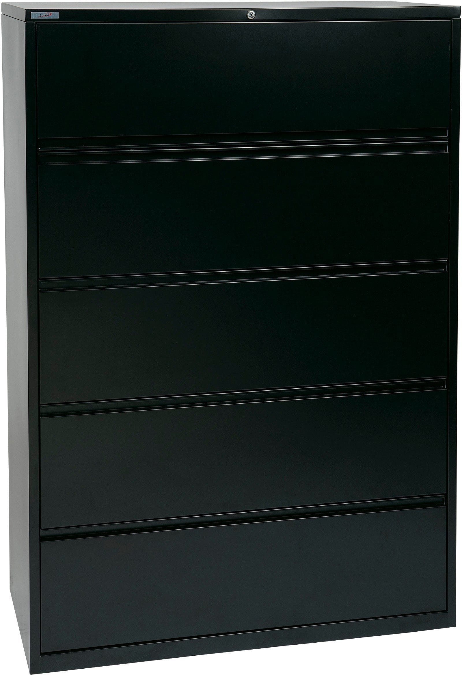 Office Star 5-Drawer Lateral File Cabinet with Removable Core Lock & Adjustable Glides - Secure Storage for Home Office or Business Documents [LF5]
