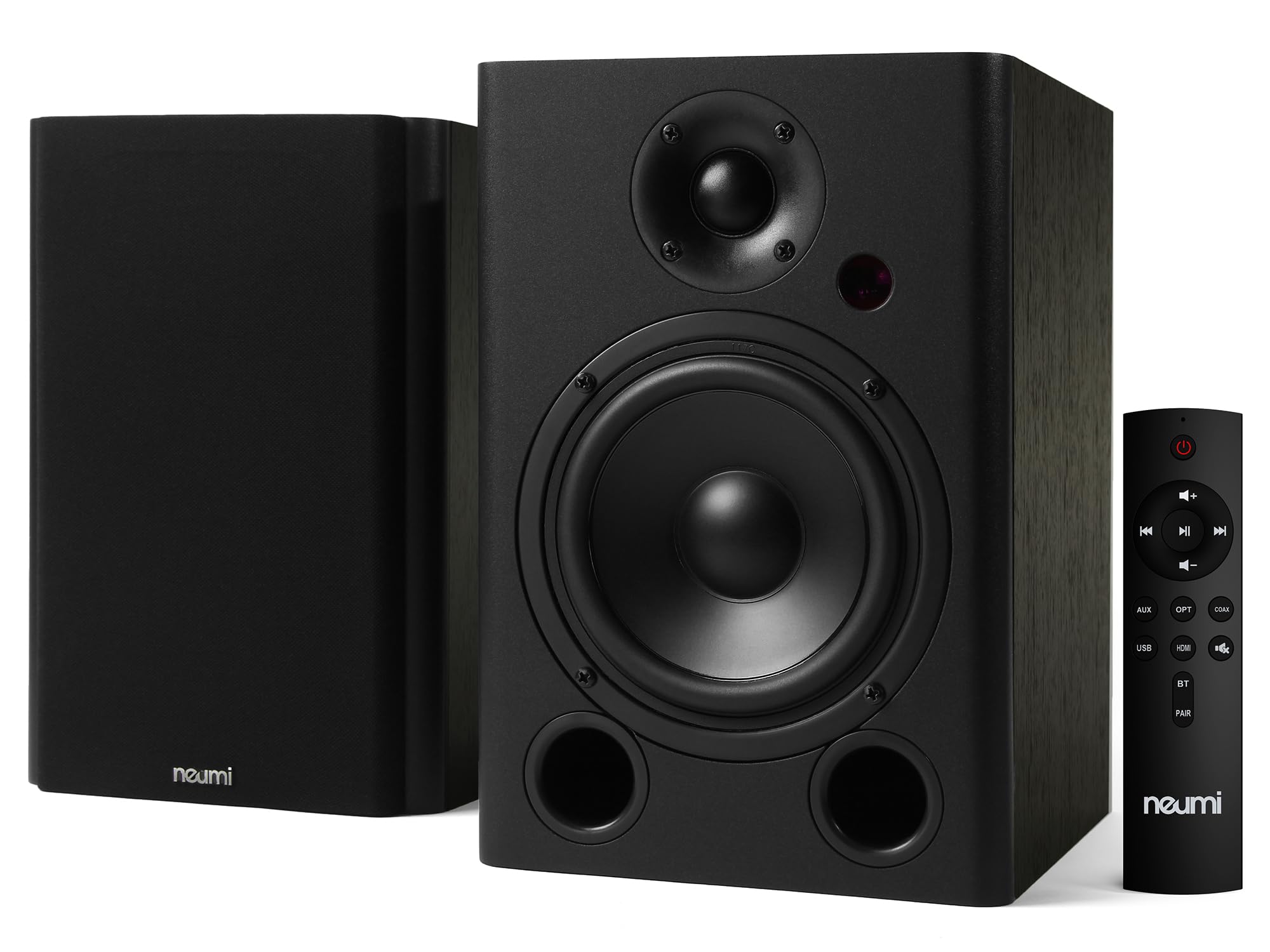 NEUMI BS5P-ARC 75W Powered Bookshelf Speakers - Bluetooth, HDMI, USB, Optical & Coaxial Inputs with Remote - 5