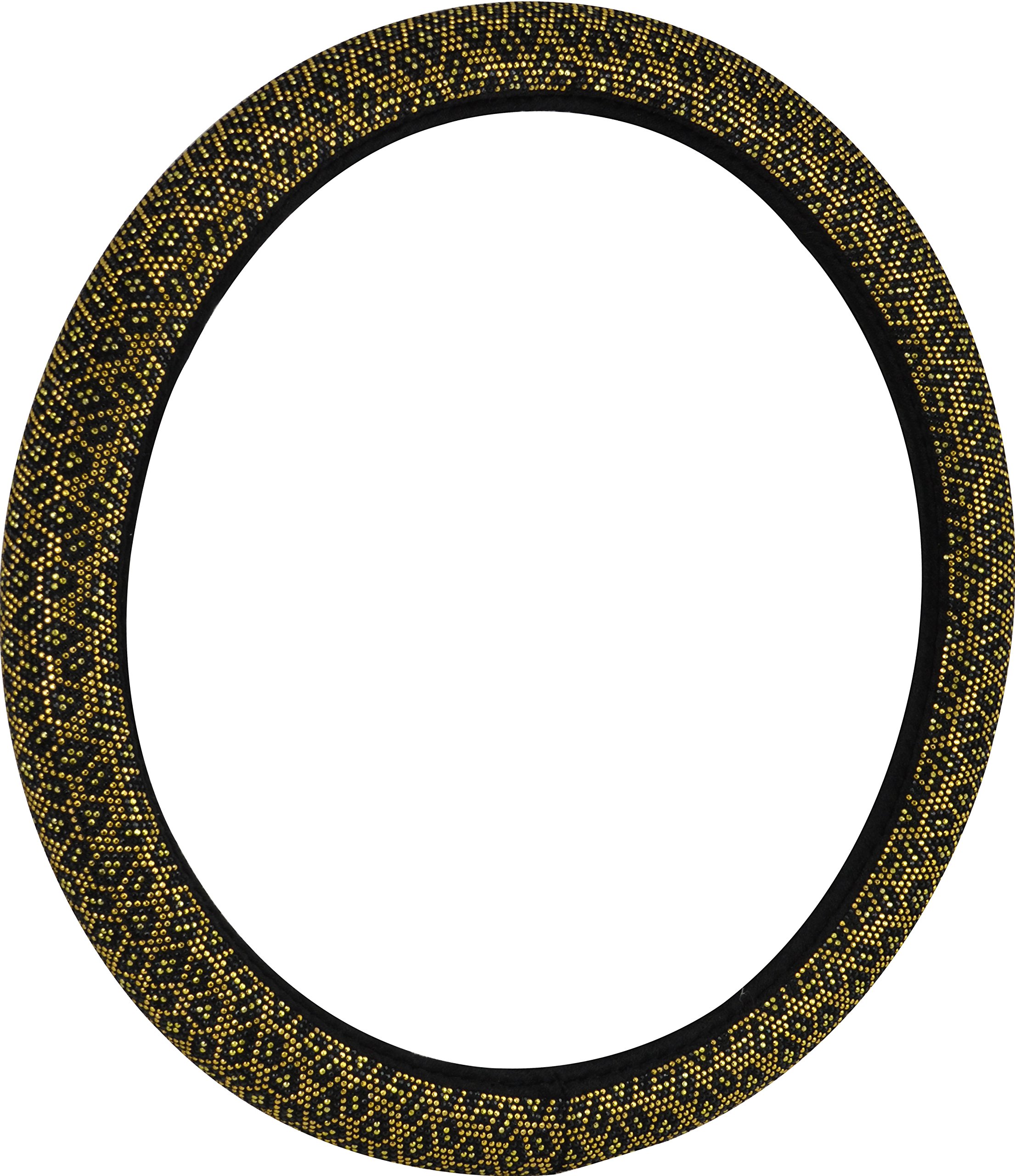 BELL Automotive Universal Studded Gem Hyper-Flex Core Steering Wheel Cover - Non-Slip Grip, Durable & Comfortable for Cars, Trucks, SUVs - Cheetah Print - Perfect for Road Trips & Daily Commutes