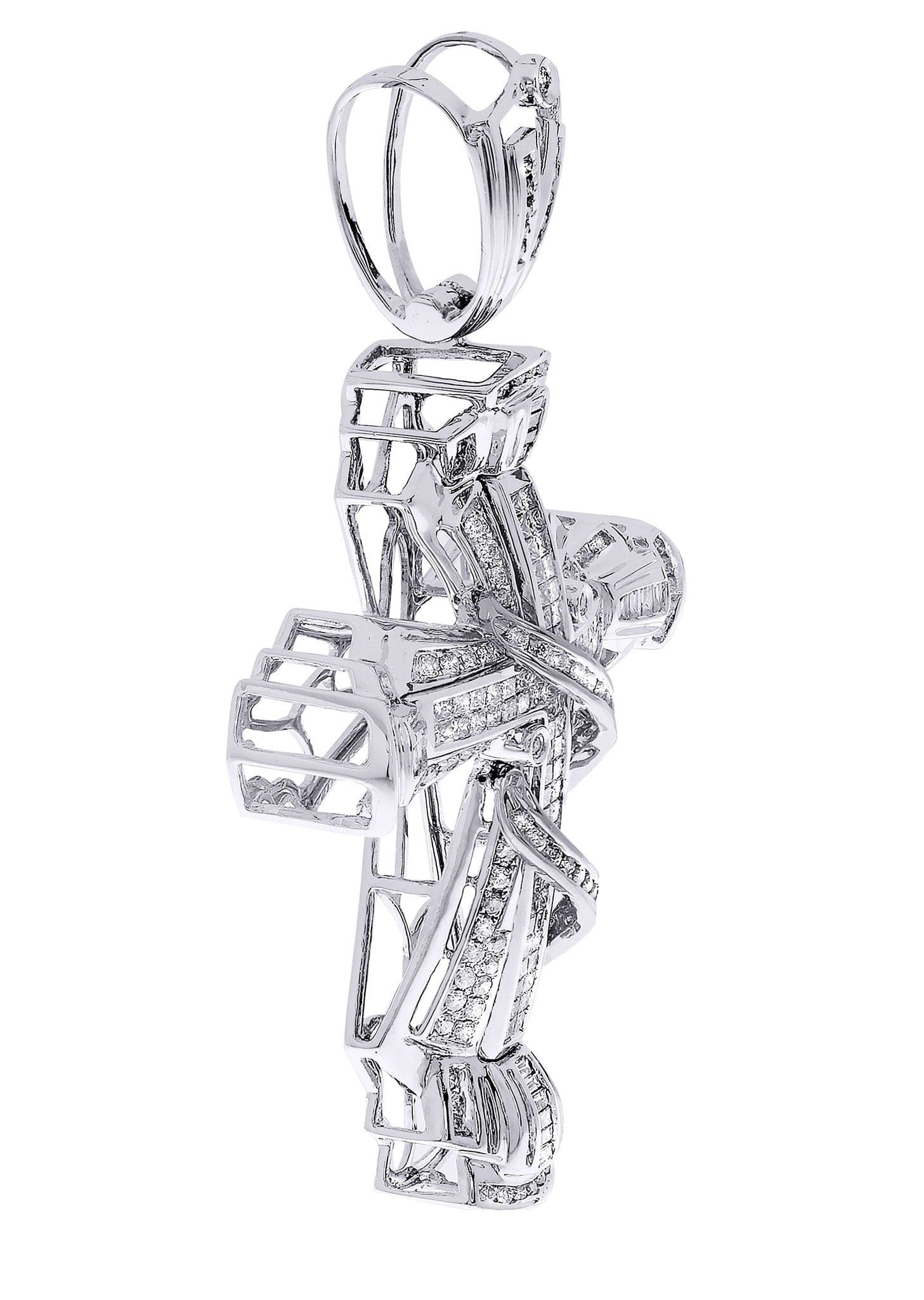 3.23 Carat Diamond Cross Pendant Necklace - 23.26 Grams Solid Gold/Platinum - Perfect for Baptism, Confirmation & Wedding Gifts