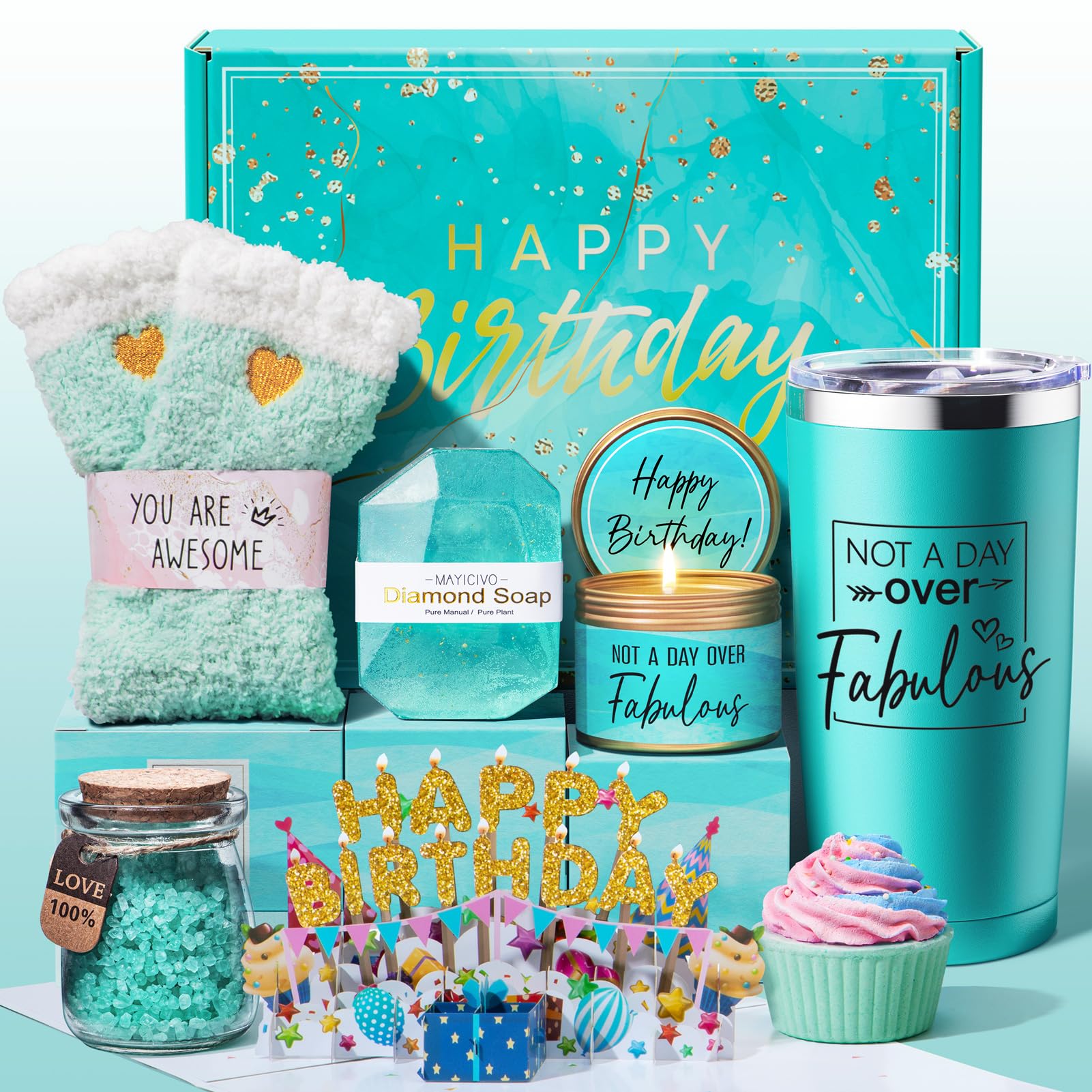 MAYICIVO 8PCS Ocean-Themed Spa Gift Set for Women - Relaxing Self Care Birthday Gifts for Mom, Wife, Sister, Best Friend, Girlfriend, Teacher & Coworker | Perfect for Home Spa Days, Stress Relief & Pampering Gifts