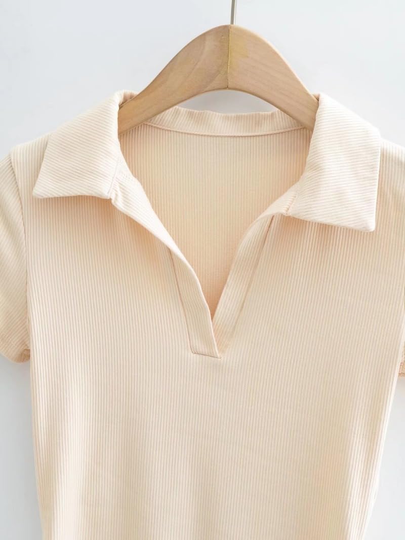 Women's Polo V-Neck T-Shirts - Sexy Casual & Workout Crop Tops for Everyday Wear, Gym, and Office Outfits