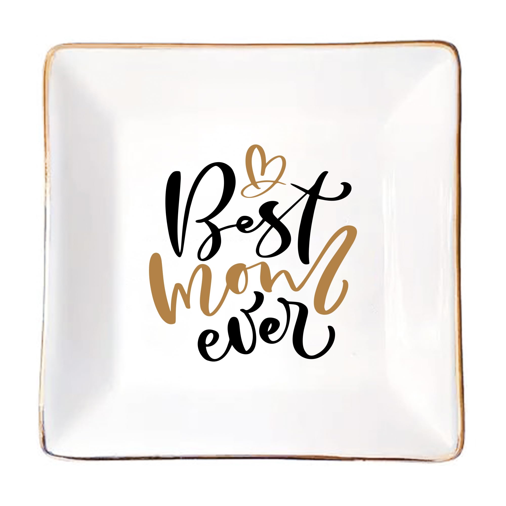 LADY&HOME Ceramic Trinket Dish for Mom - Elegant Jewelry & Ring Holder, Perfect Mother's Day Gift, Birthday Present for Women - Ideal for Bedroom Dresser, Bathroom Vanity & Entryway Organization
