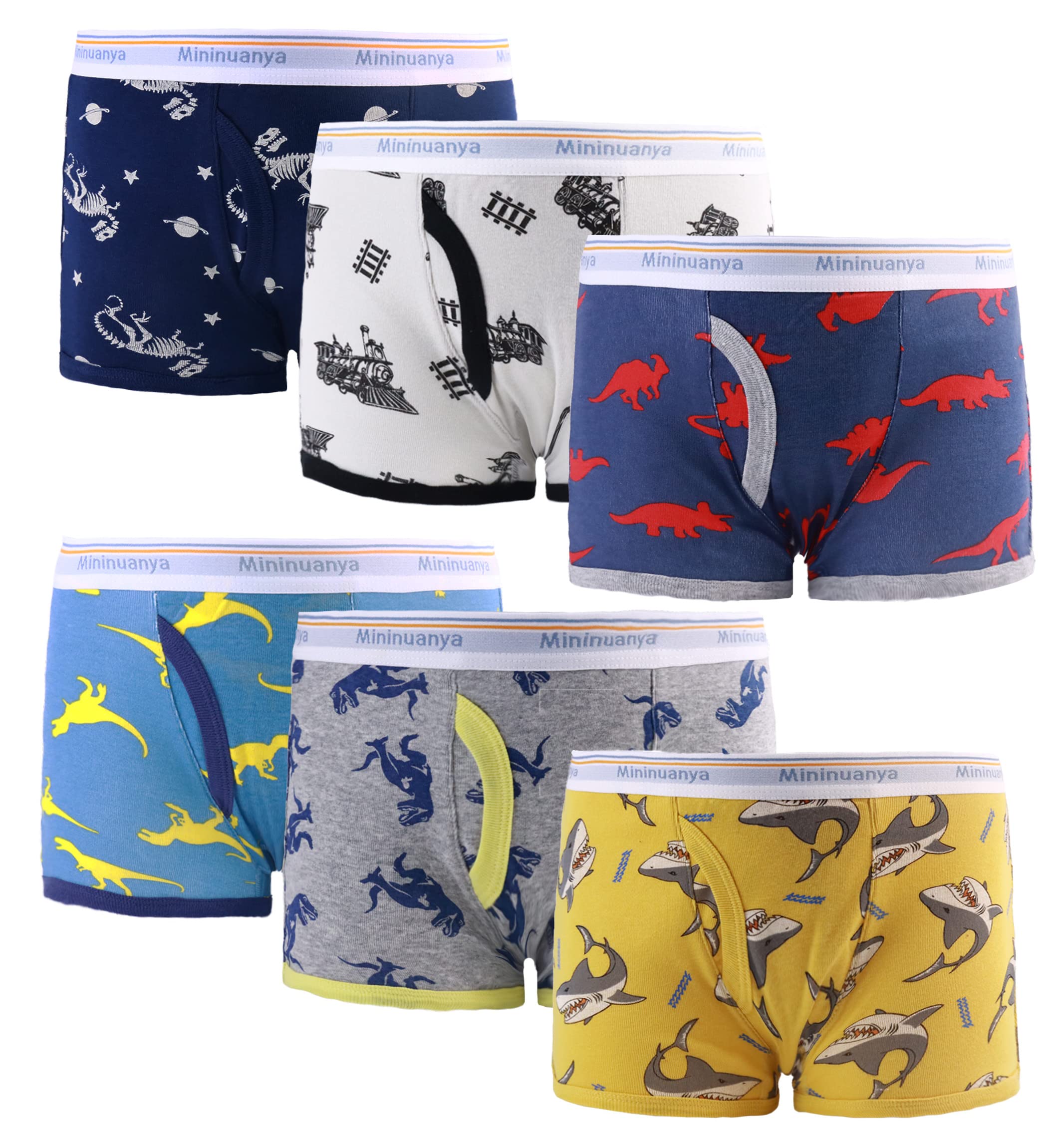 **Boys' Cotton Boxer Briefs - Dinosaur & Shark Print Underwear for Toddlers & Kids (3/6 Pack) - Soft, Breathable & Comfortable for Playtime, School & Daily Wear**
