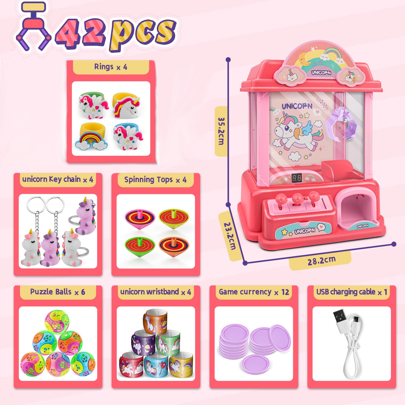 Kids Claw Machine Toy - Electronic Arcade Claw Game for Birthday Parties & Carnivals - Large Vending Grabber with Prizes - Fun Gift for Girls & Boys Ages 5-10+ - Perfect for Home Playrooms, Arcades & Family Game Nights
