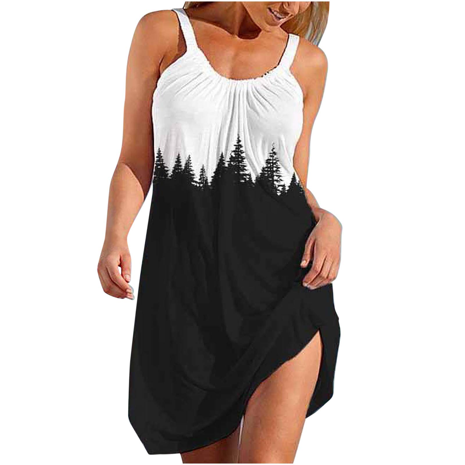 Women's Summer Floral Sundress - Sleeveless Beach Dress, Casual Loose Tank Dress with Tie Dye Pattern | Perfect for Beach Vacations, Pool Parties & Summer Outings