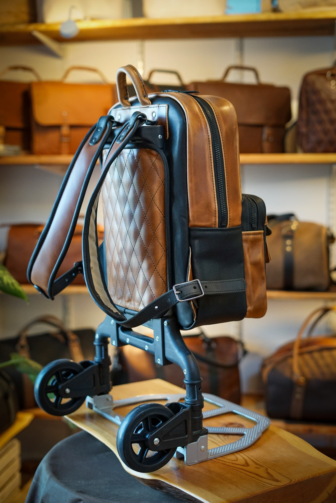 Premium Commuter Backpack for Men & Women - Two-Tone Design (Horween English Tan + Flat Black) - Durable Laptop Backpack for Work, Travel & College - Water-Resistant & Spacious